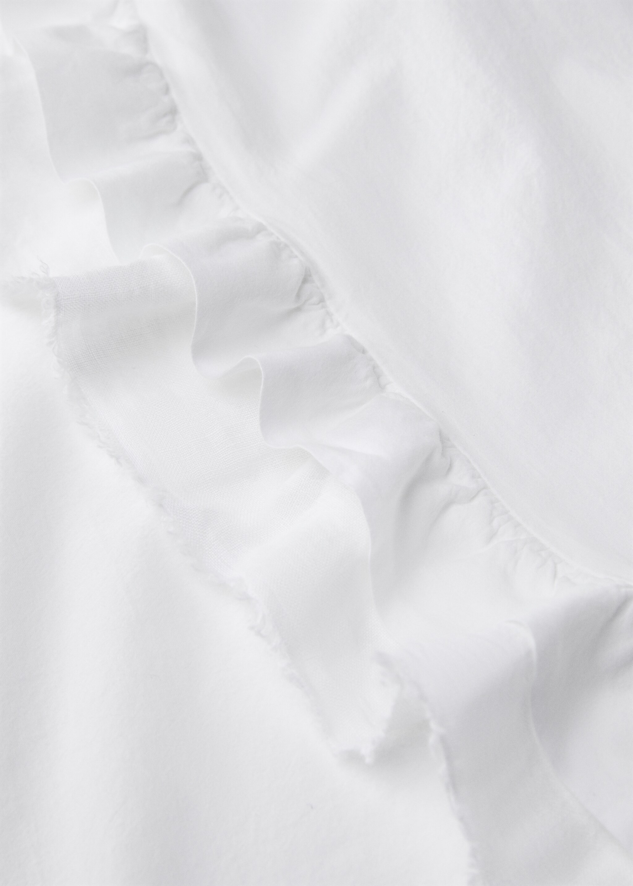 Washed cotton flounce linen flat sheet King bed - Details of the article 3, White. Ref: 87022983-00.