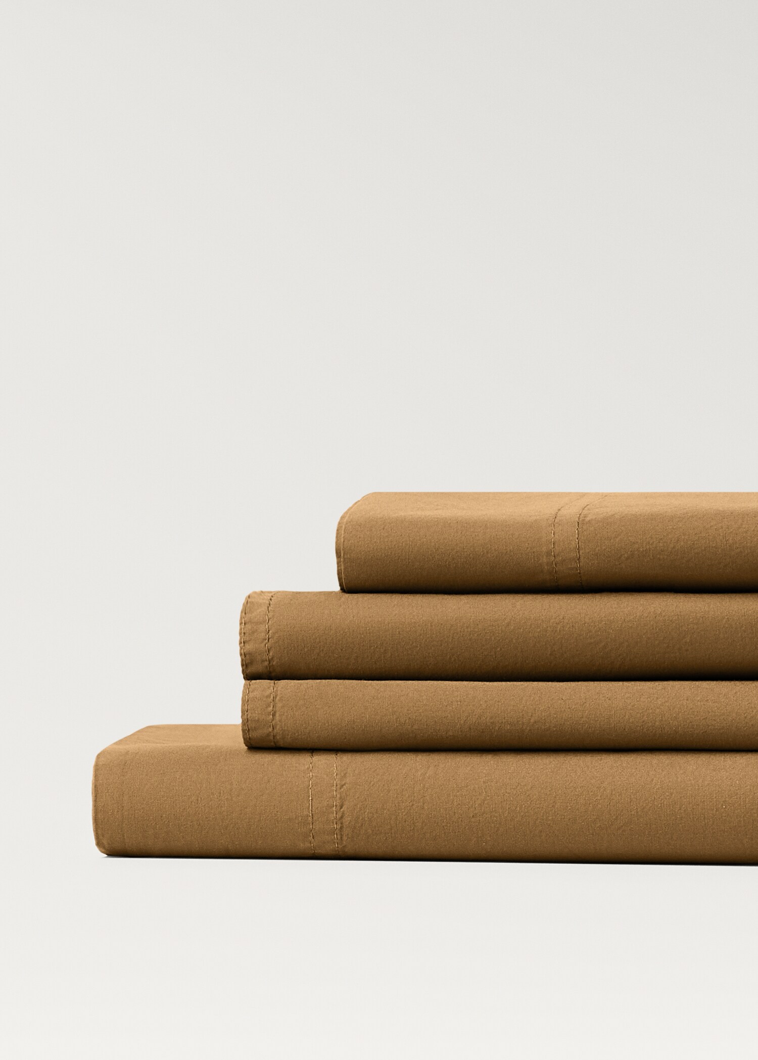 Spannbettlaken aus Baumwoll-Popeline mit doppelter Steppnaht für 90 cm Bett - Detail des Artikels 3