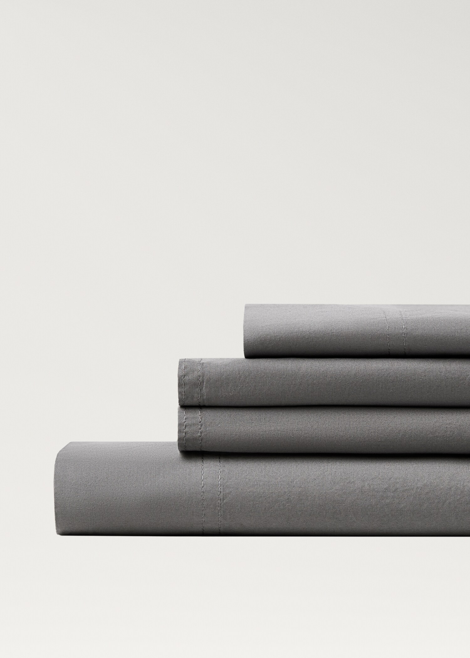 Spannbettlaken aus Baumwoll-Popeline mit doppelter Steppnaht für 90 cm Bett - Detail des Artikels 3