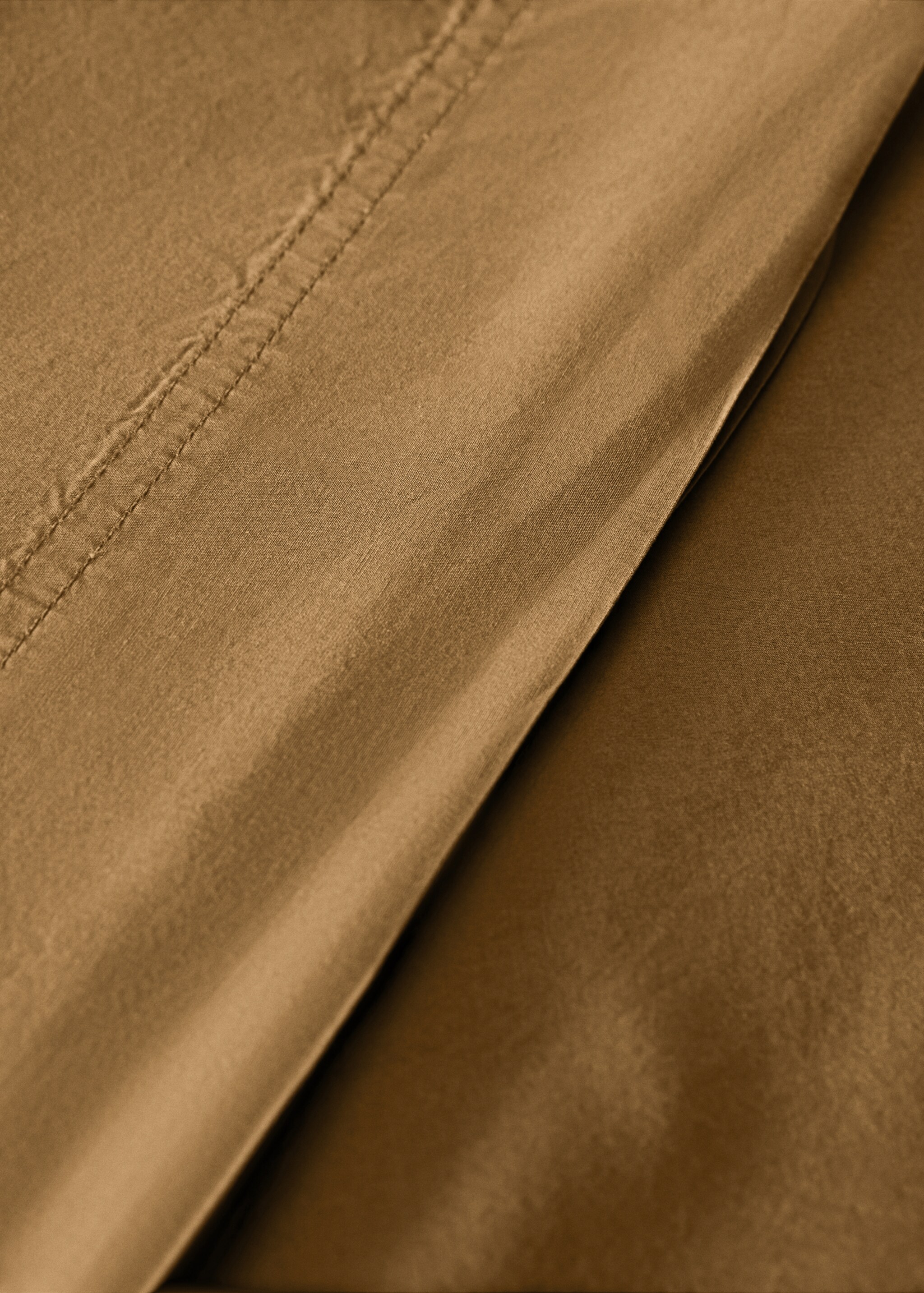 Cotton poplin double-stitched top sheet for 150/160 cm bed - Details of the article 2, Caramel. Ref: 87023032-00.