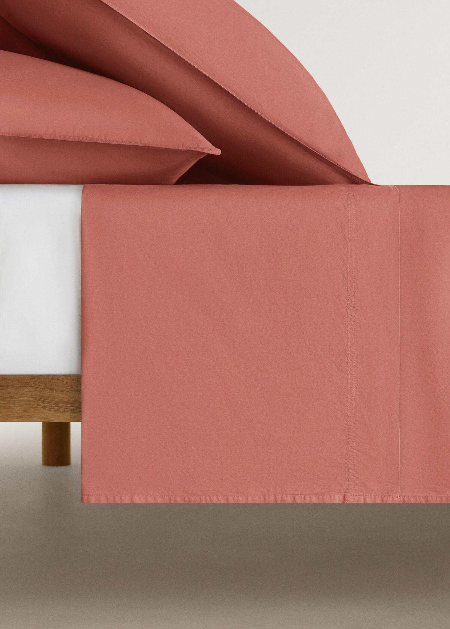 Cotton poplin double-stitched top sheet for 150/160 cm bed - Article without model