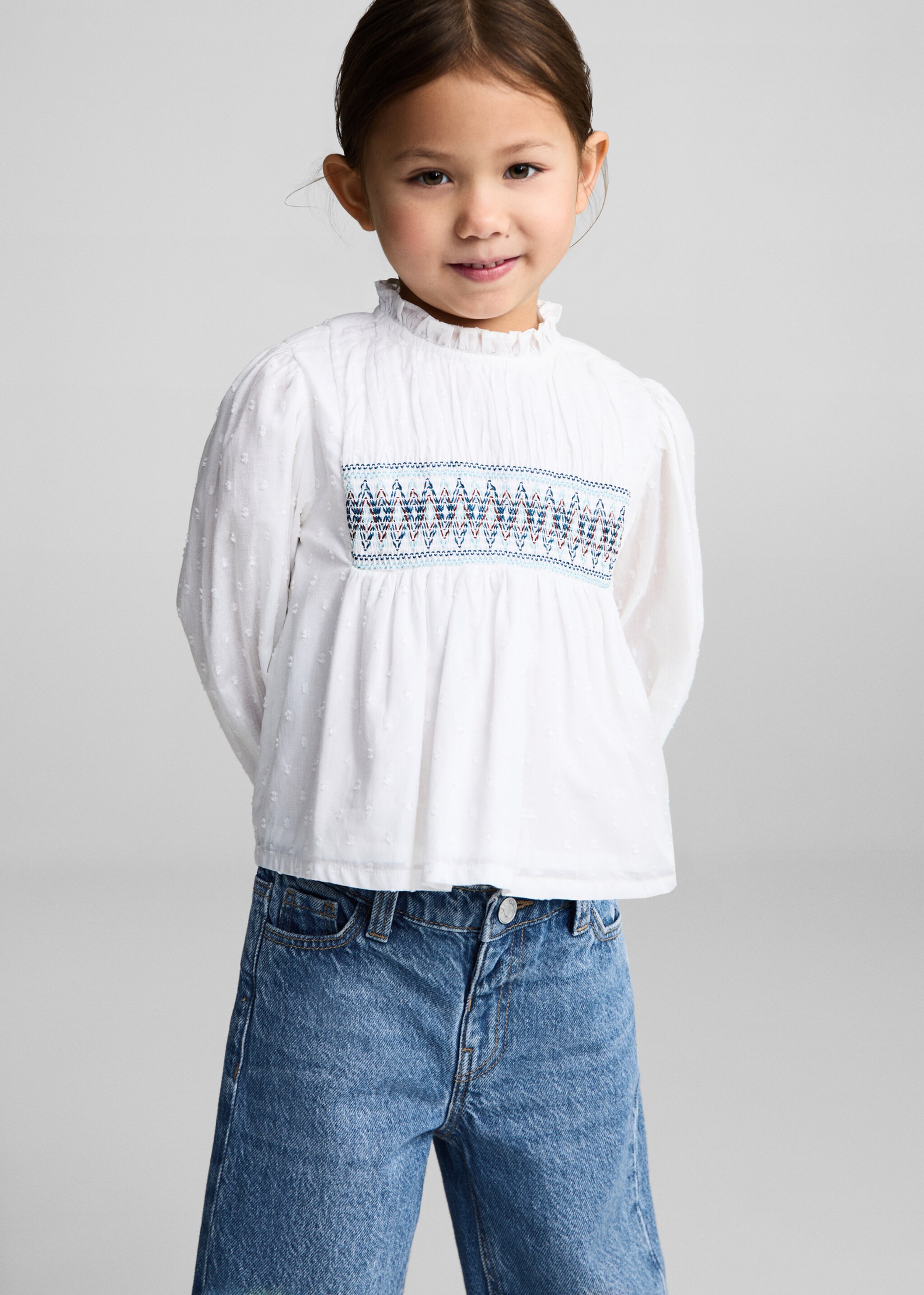 Jeans culotte mid-waist comfort - Details of the article 1, Medium Blue. Ref: 87023271-00.