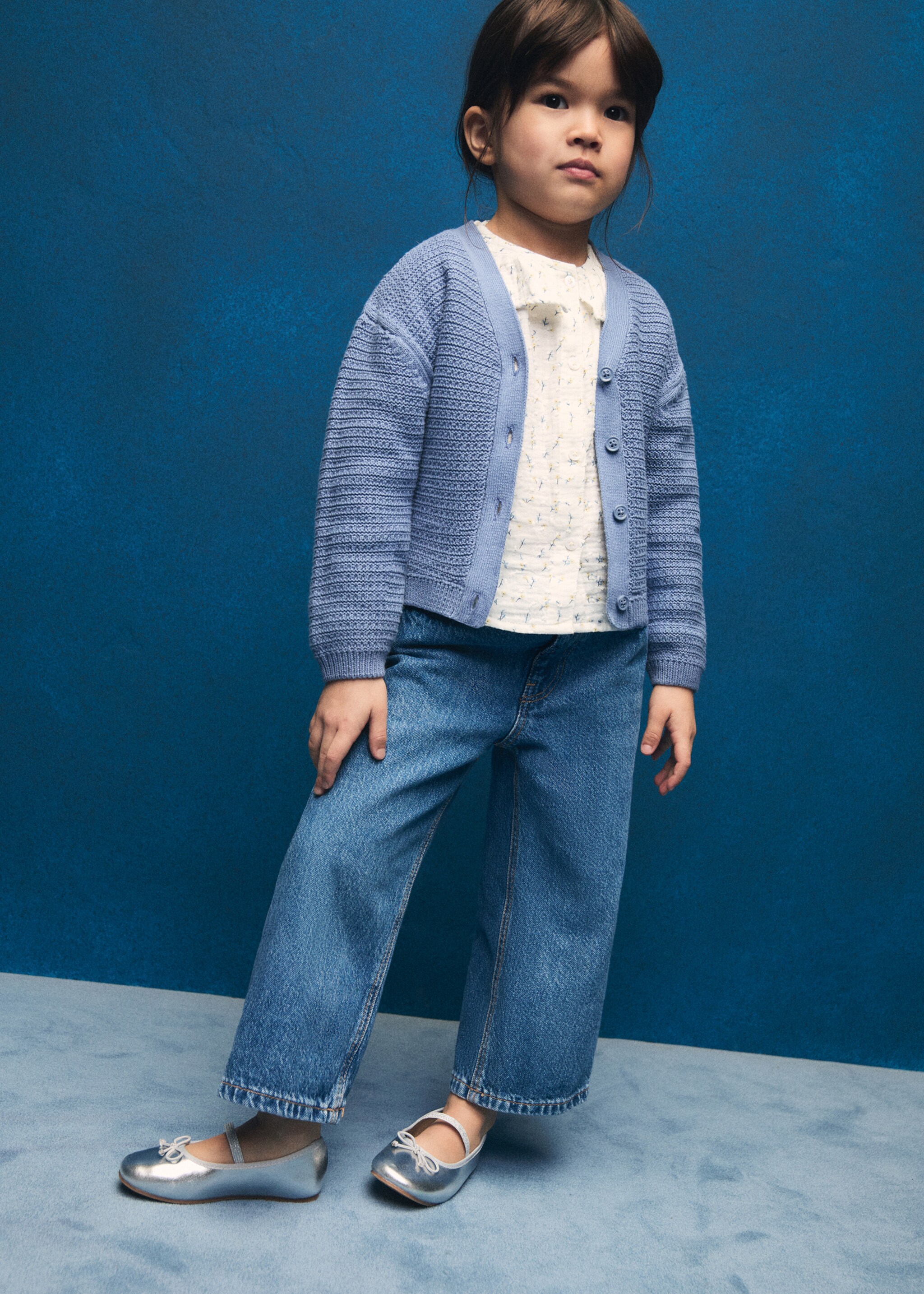 Jeans culotte mid-waist comfort - Details of the article 5, Medium Blue. Ref: 87023271-00.