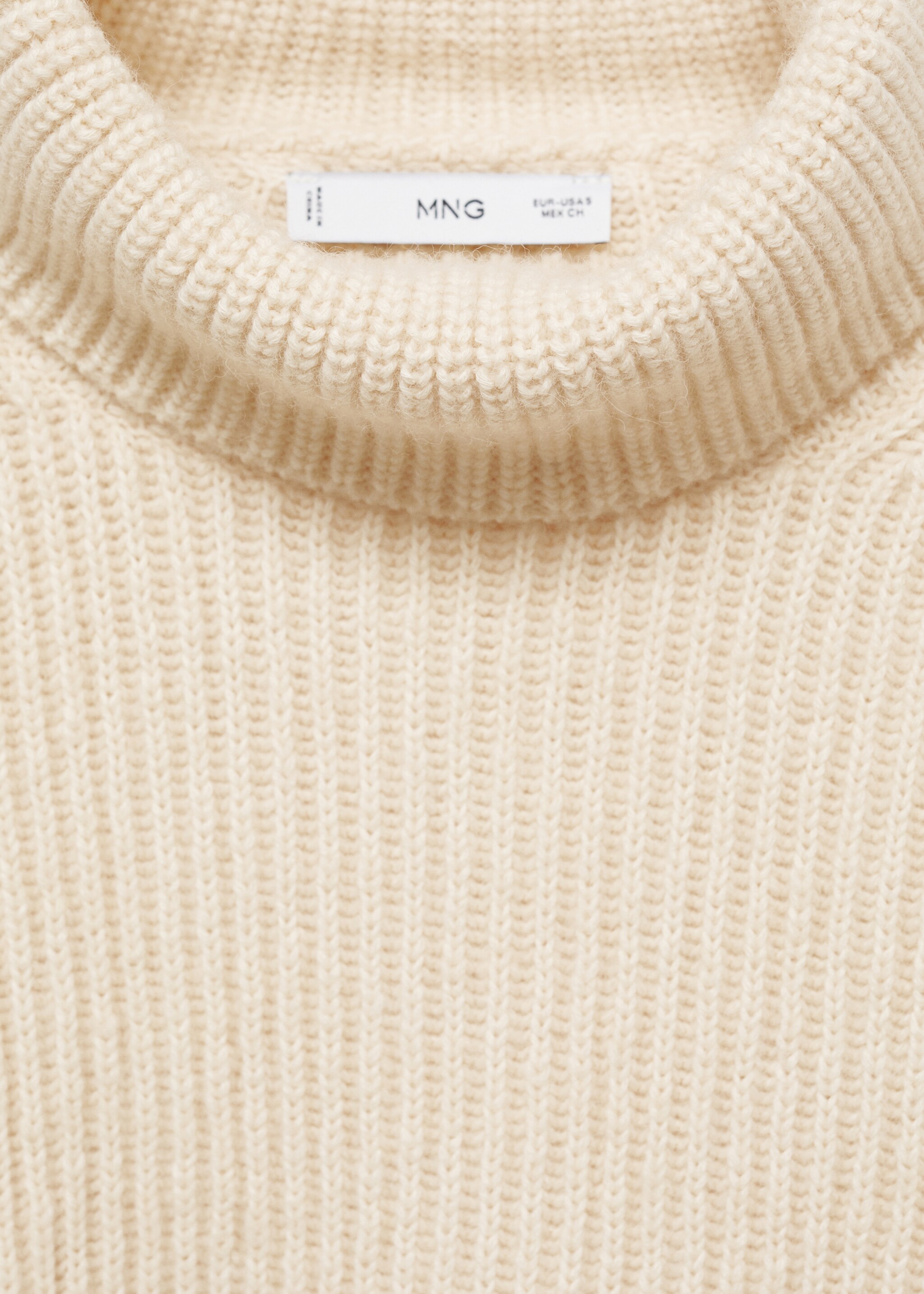 Wool blend turtleneck sweater - Details of the article 8, Ecru. Ref: 87023275-00.