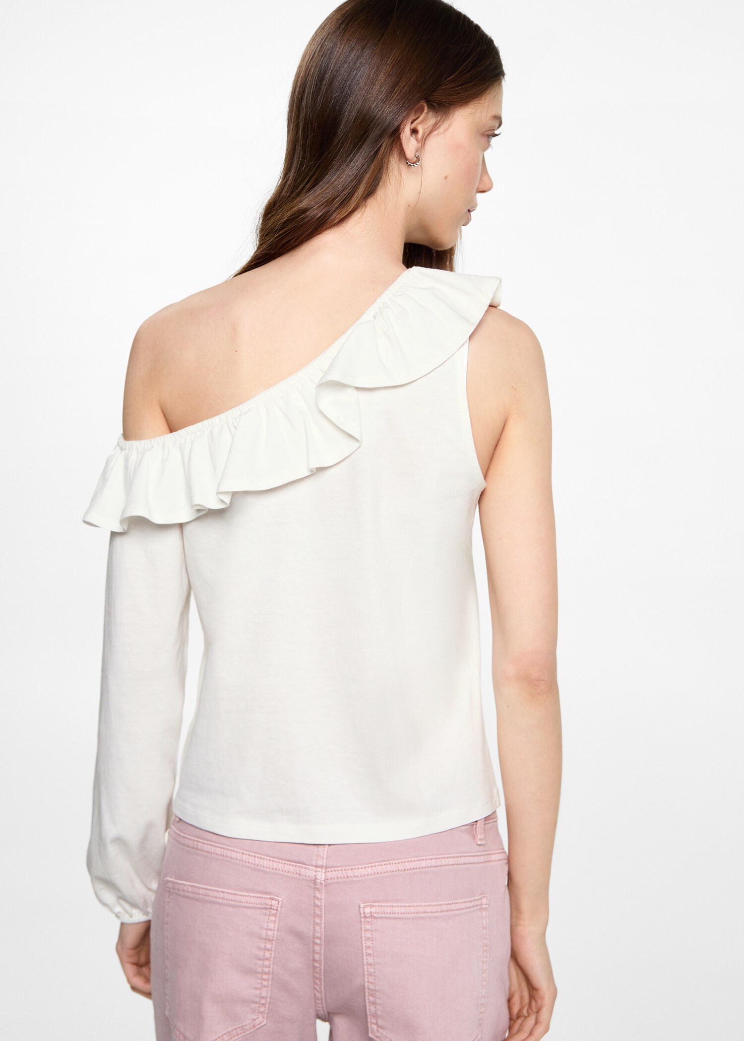 Ruffled asymmetric T-shirt - Reverse of the article