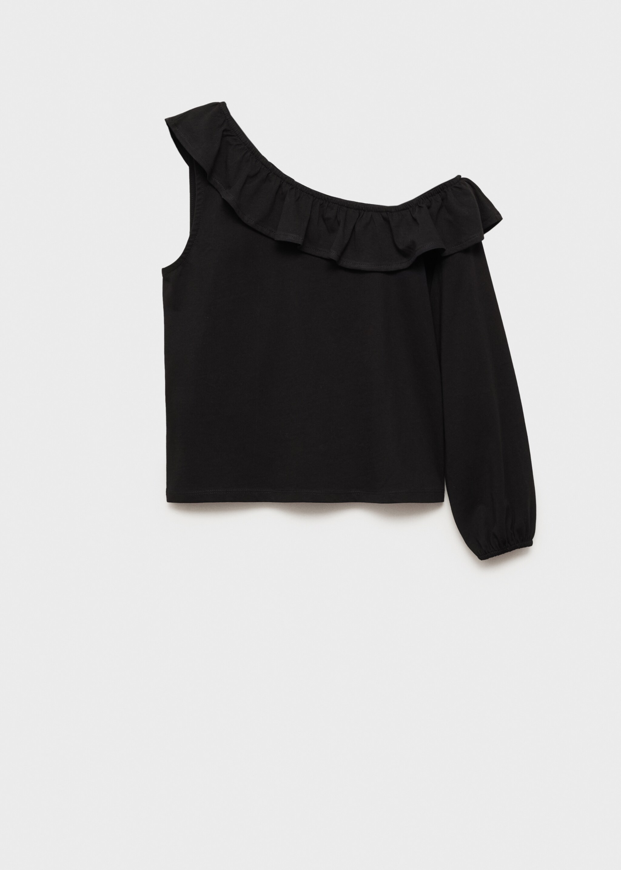 Ruffled asymmetric T-shirt - Article without model, Black. Ref: 87023277-00.