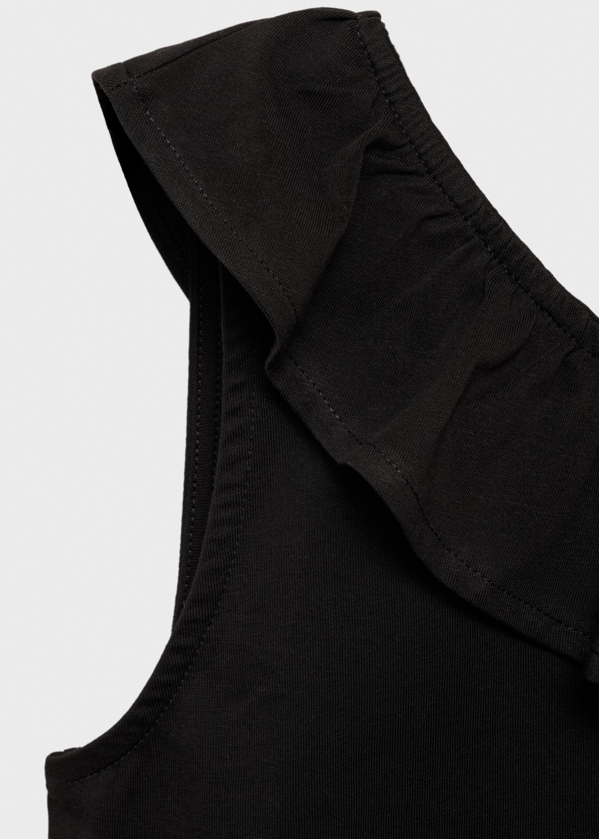 Ruffled asymmetric T-shirt - Details of the article 8, Black. Ref: 87023277-00.