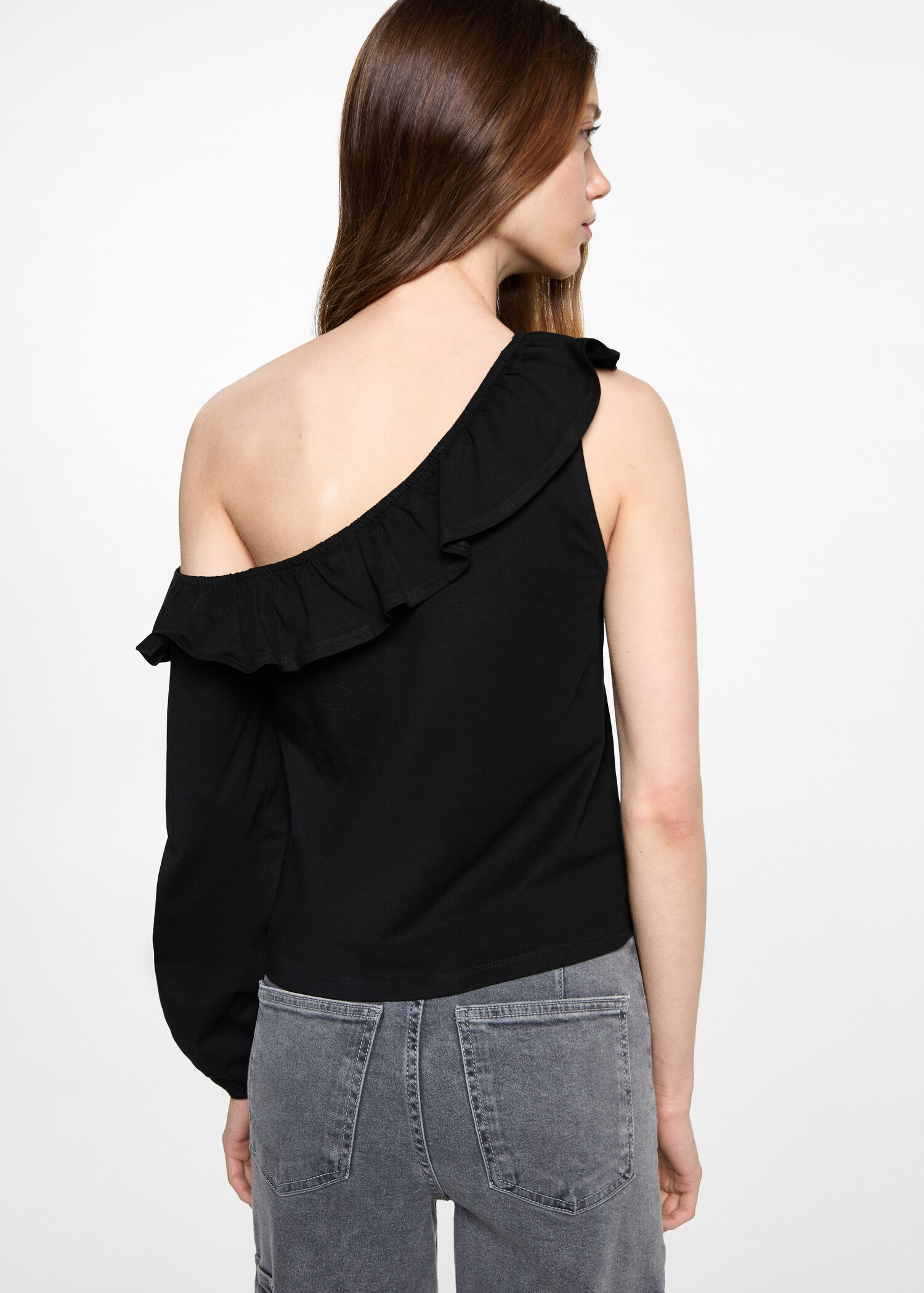 Ruffled asymmetric T-shirt - Reverse of the article