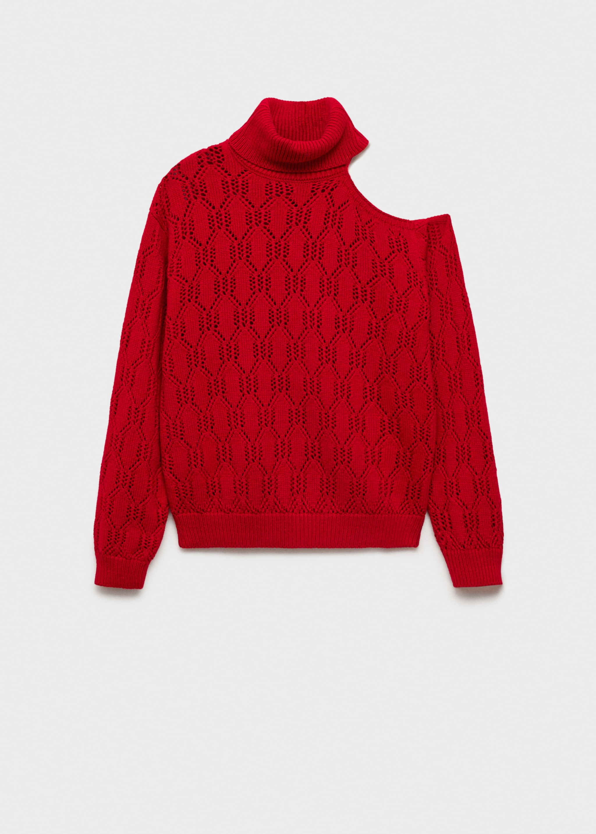 Asymmetric knit sweater - Article without model, Red. Ref: 87023280-00.