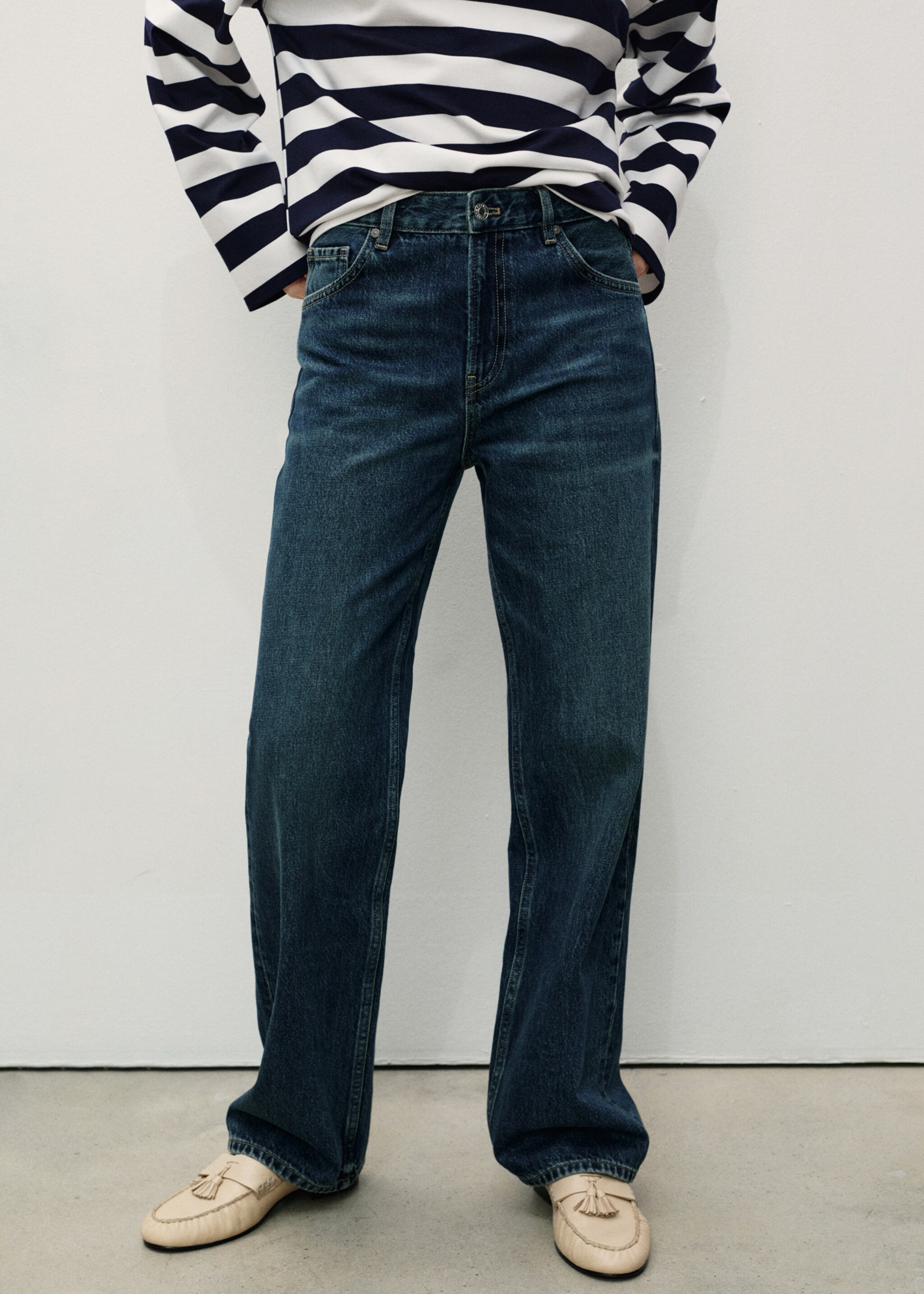 Miami medium-rise straight-fit jeans - Medium plane, Dark Blue. Ref: 87023281-00.