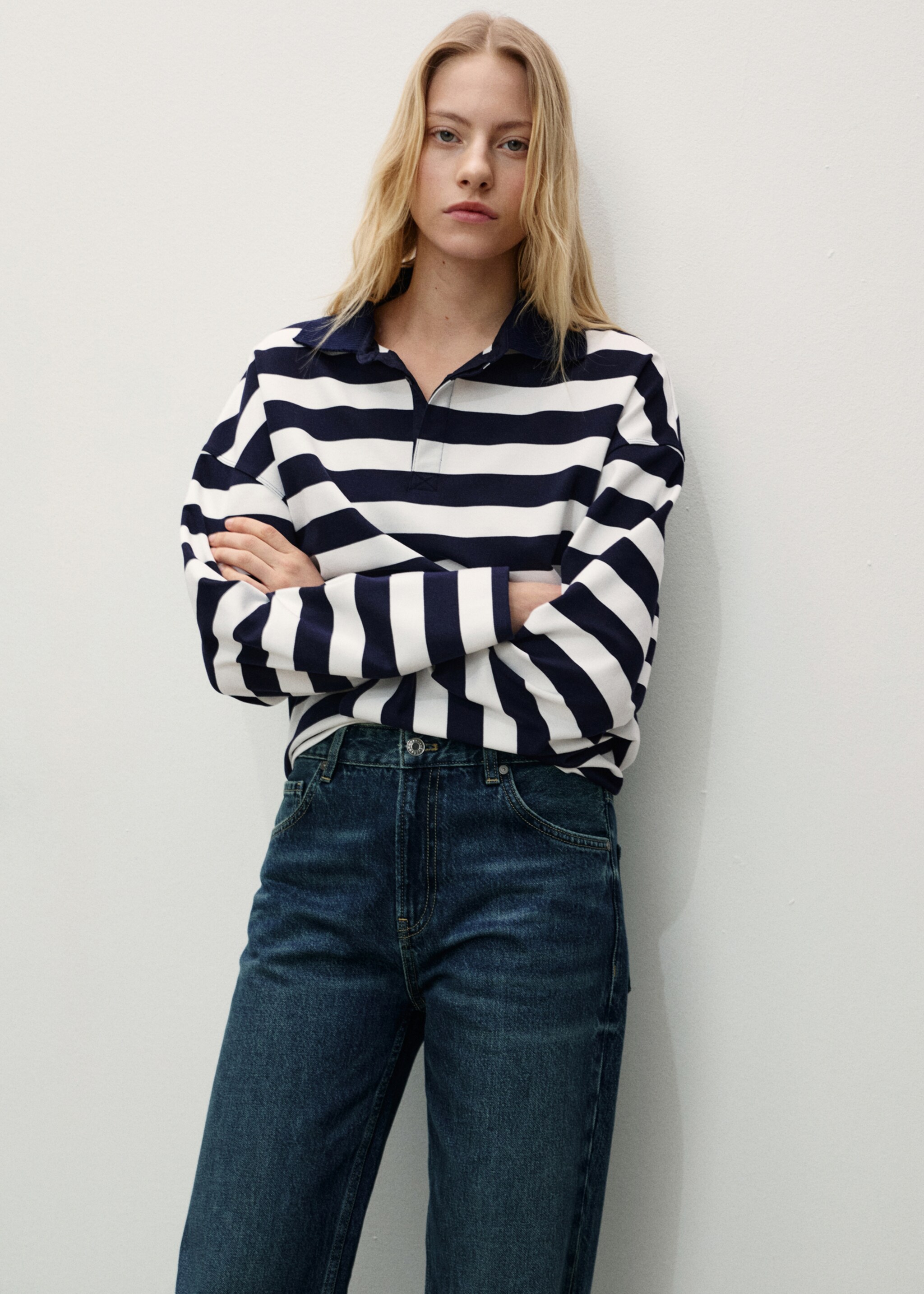 Miami medium-rise straight-fit jeans - Details of the article 1, Dark Blue. Ref: 87023281-00.