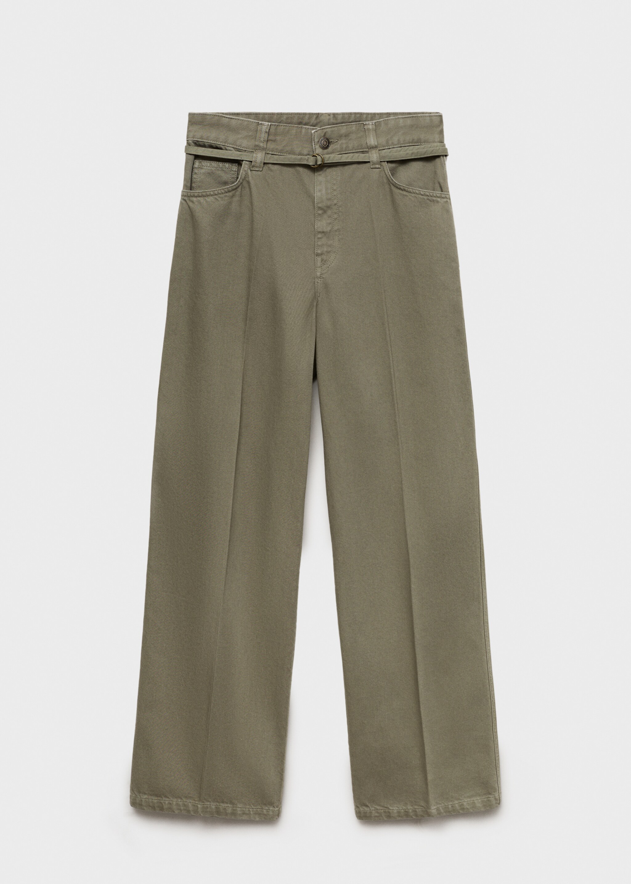 Calças de ganga wideleg com pormenor de de cinto - Artigo sem modelo, Caqui. Ref: 87023288-00.