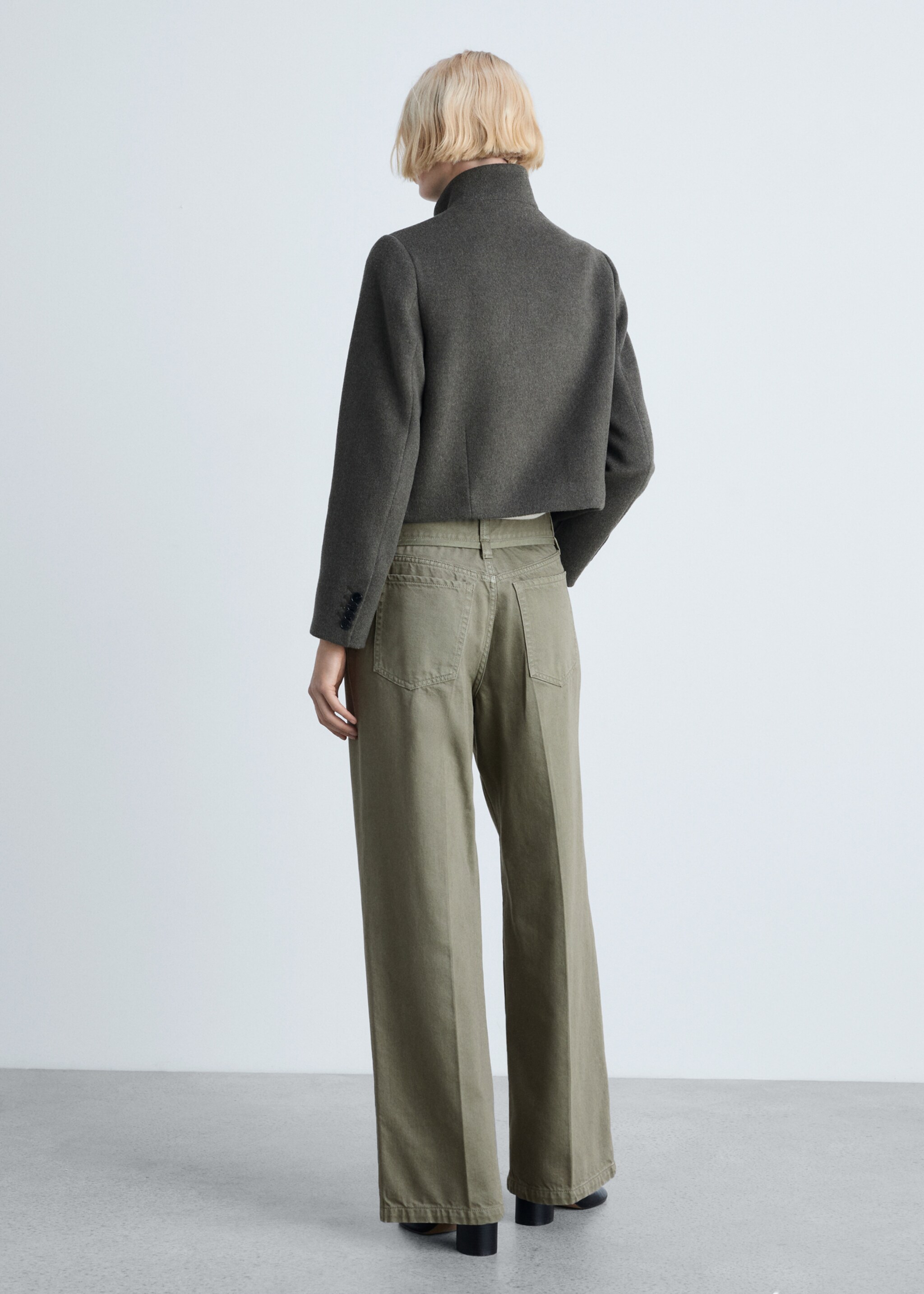Calças de ganga wideleg com pormenor de de cinto - Verso do artigo, Caqui. Ref: 87023288-00.
