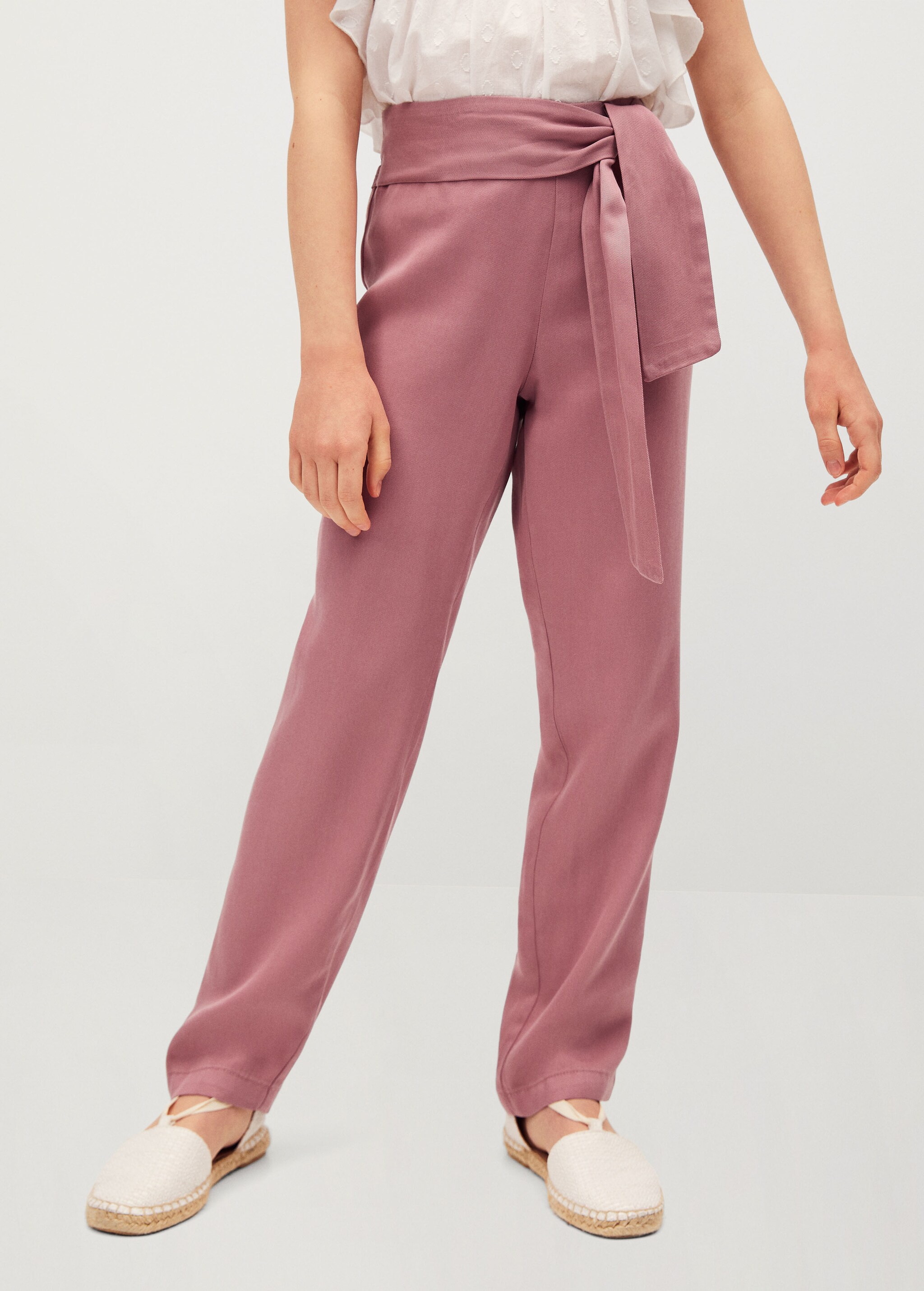 Flowy straight-fit trousers with bow - Details of the article 1
