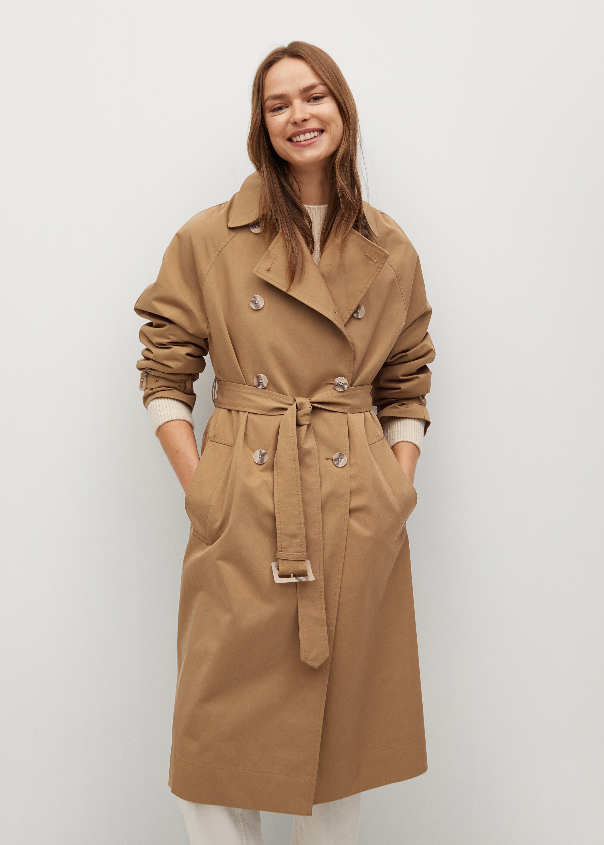Long water-repellent trench coat - Medium plane