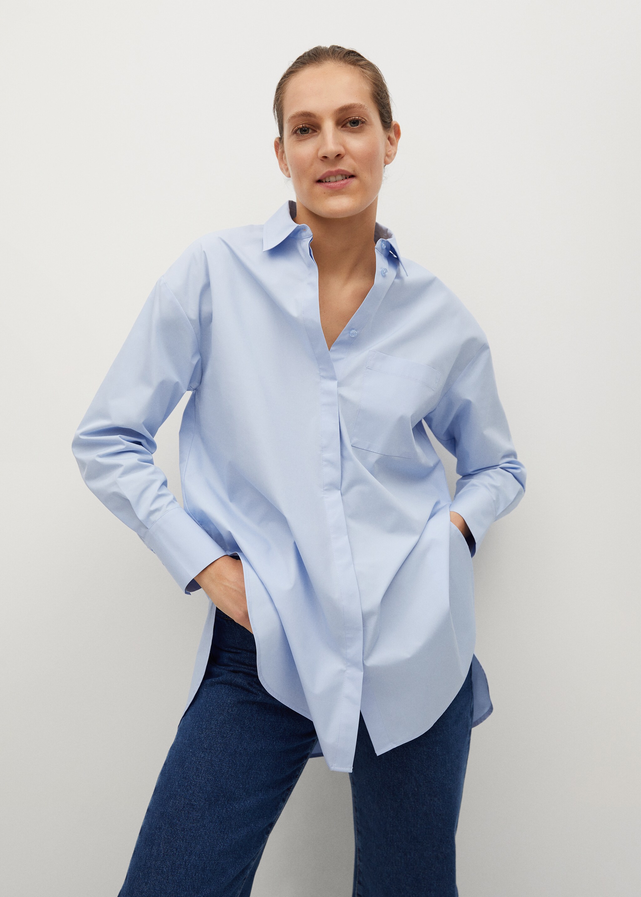Oversize poplin shirt - Medium plane