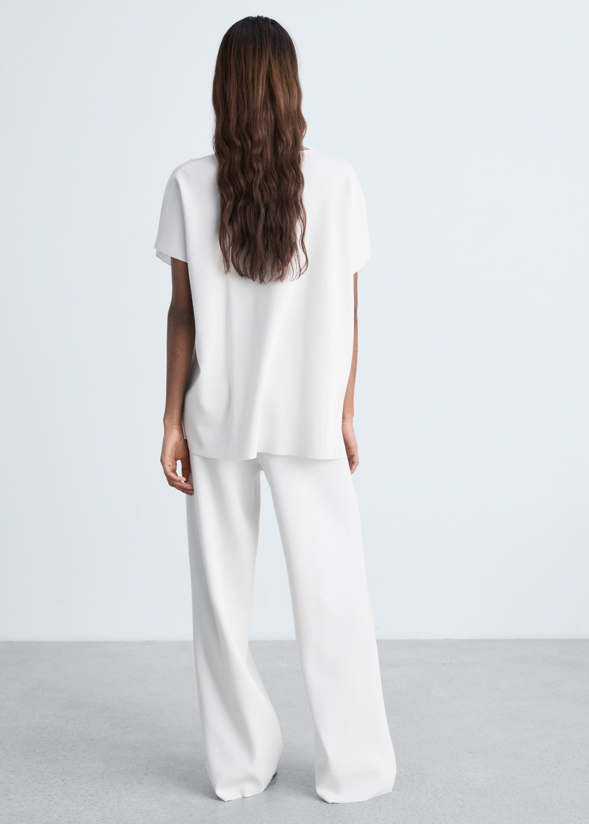 Pantalon droit maille - Verso de l’article, Blanc. Ref: 87024064-00.