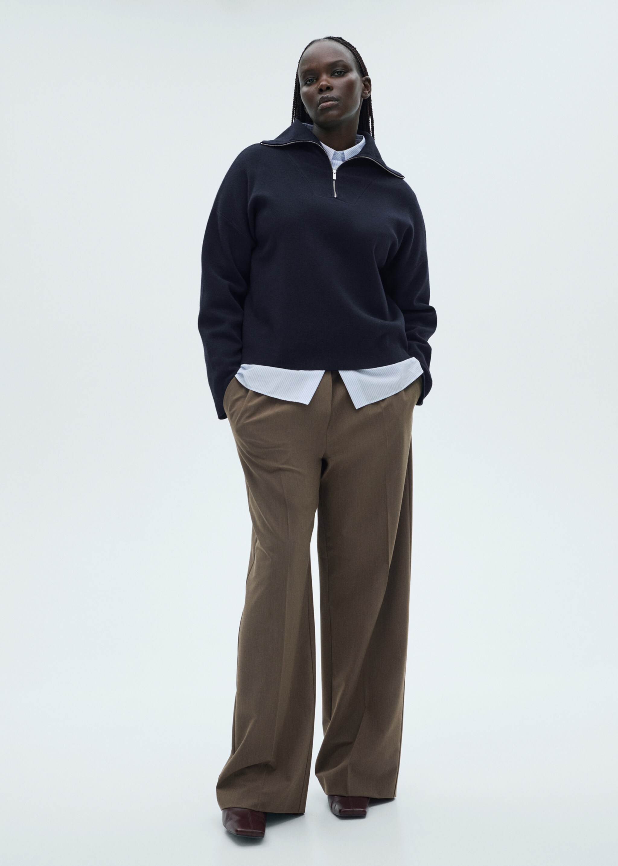 Zip neck jumper - Details of the article 3, Dark Navy. Ref: 87024072-00.