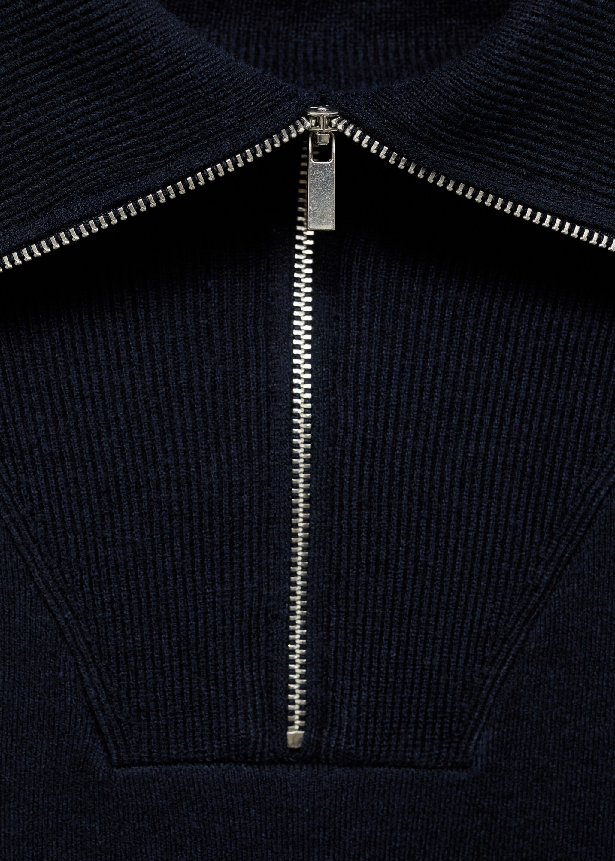 Zip neck jumper - Details of the article 8, Dark Navy. Ref: 87024072-00.