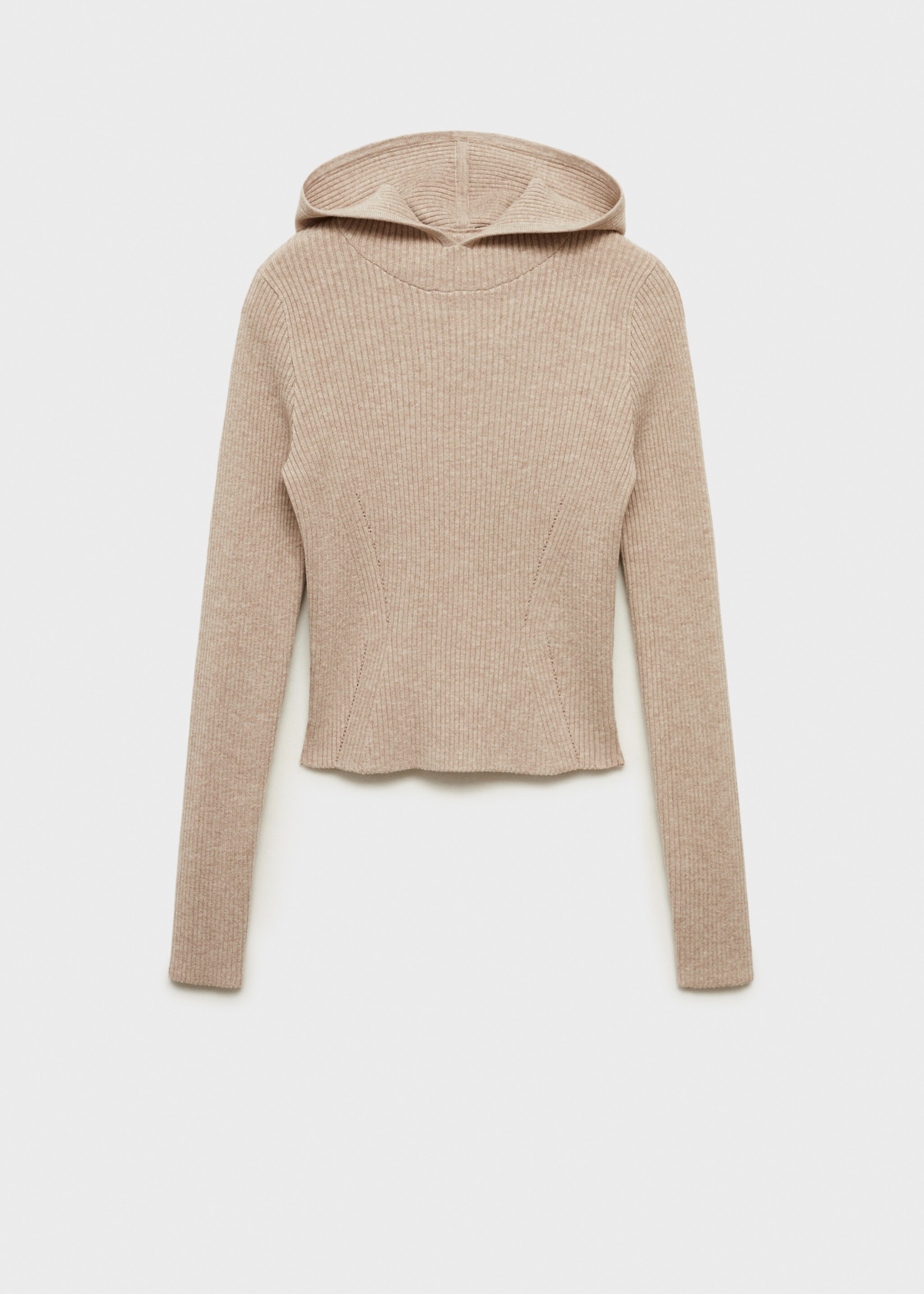 Gerippter Pullover mit Kapuze - Artikel ohne Model, Hellgrau/Pastellgrau. Ref: 87024073-00.