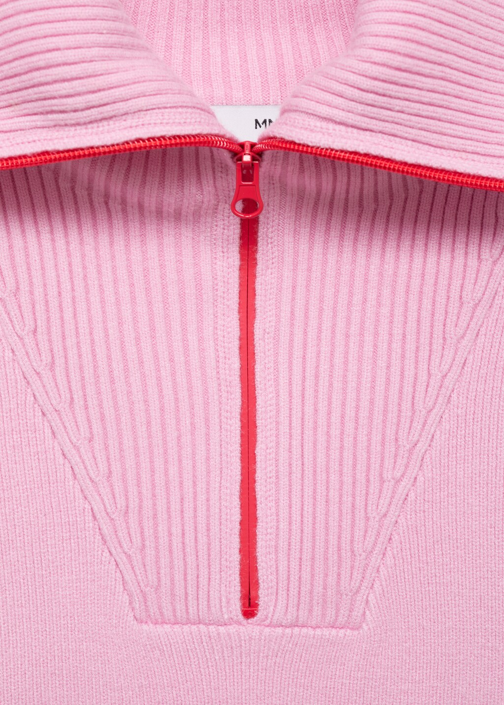 Contrasting knitted sweater with zipper - Women | MANGO OUTLET USA