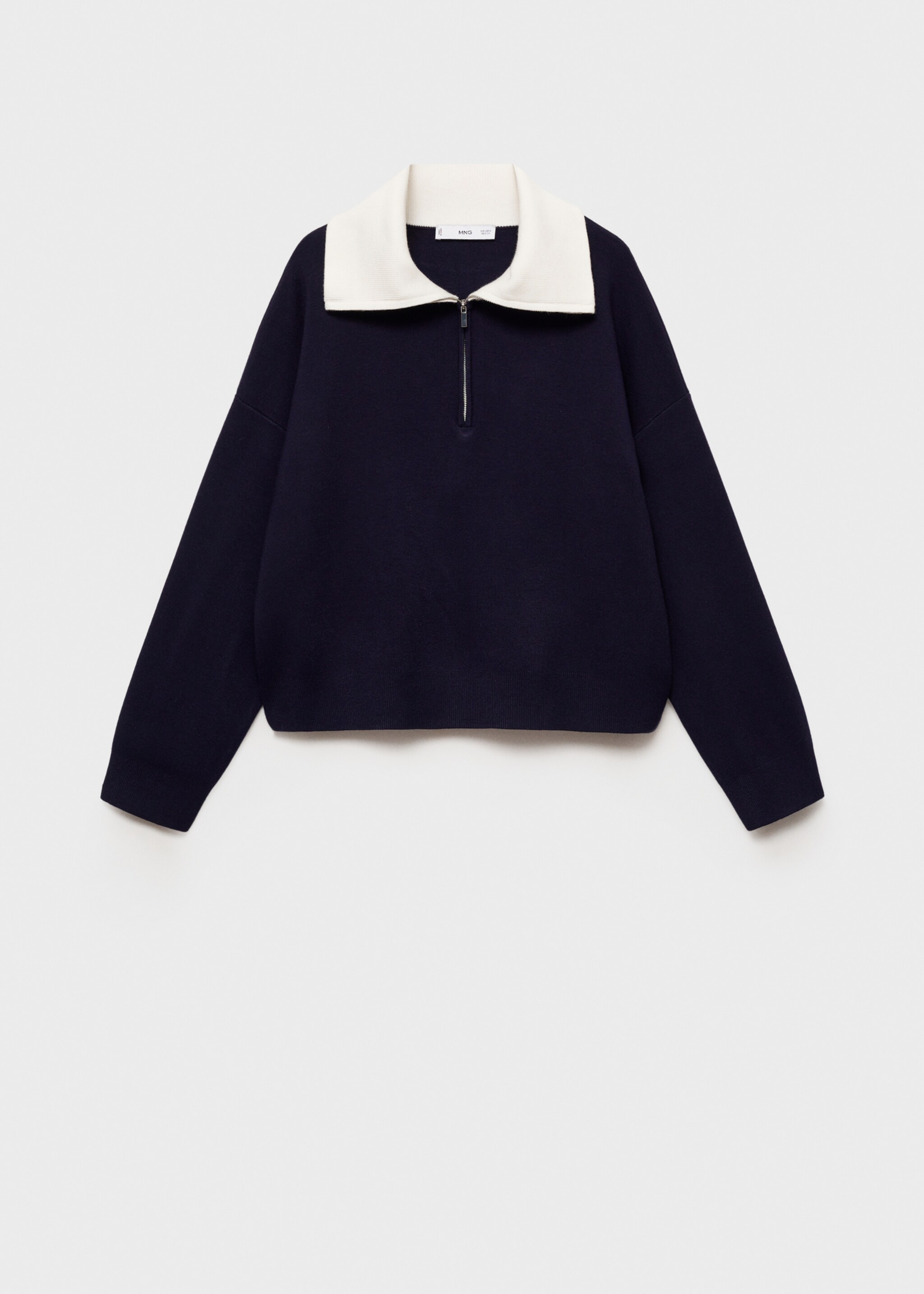 Knitted sweater with contrasting collar - Article without model, Dark Navy. Ref: 87024077-00.