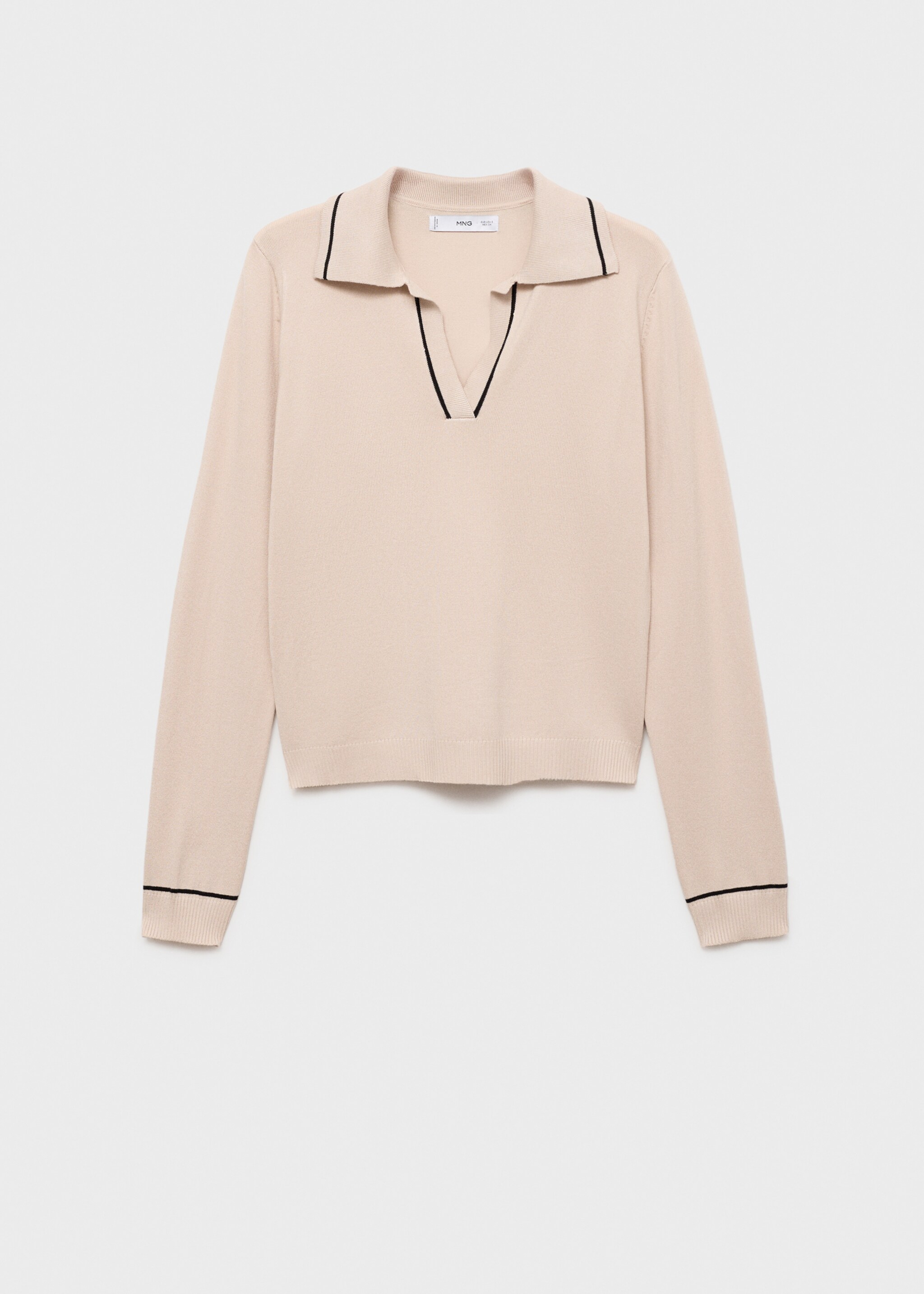 Sweater with contrasting lapels and trims - Article without model, Light/Pastel Grey. Ref: 87024078-00.