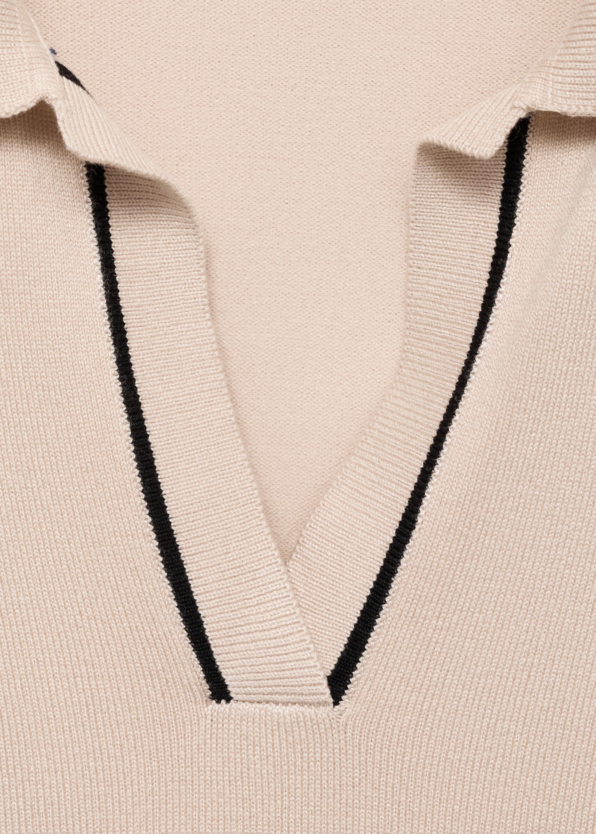 Sweater with contrasting lapels and trims - Details of the article 8, Light/Pastel Grey. Ref: 87024078-00.
