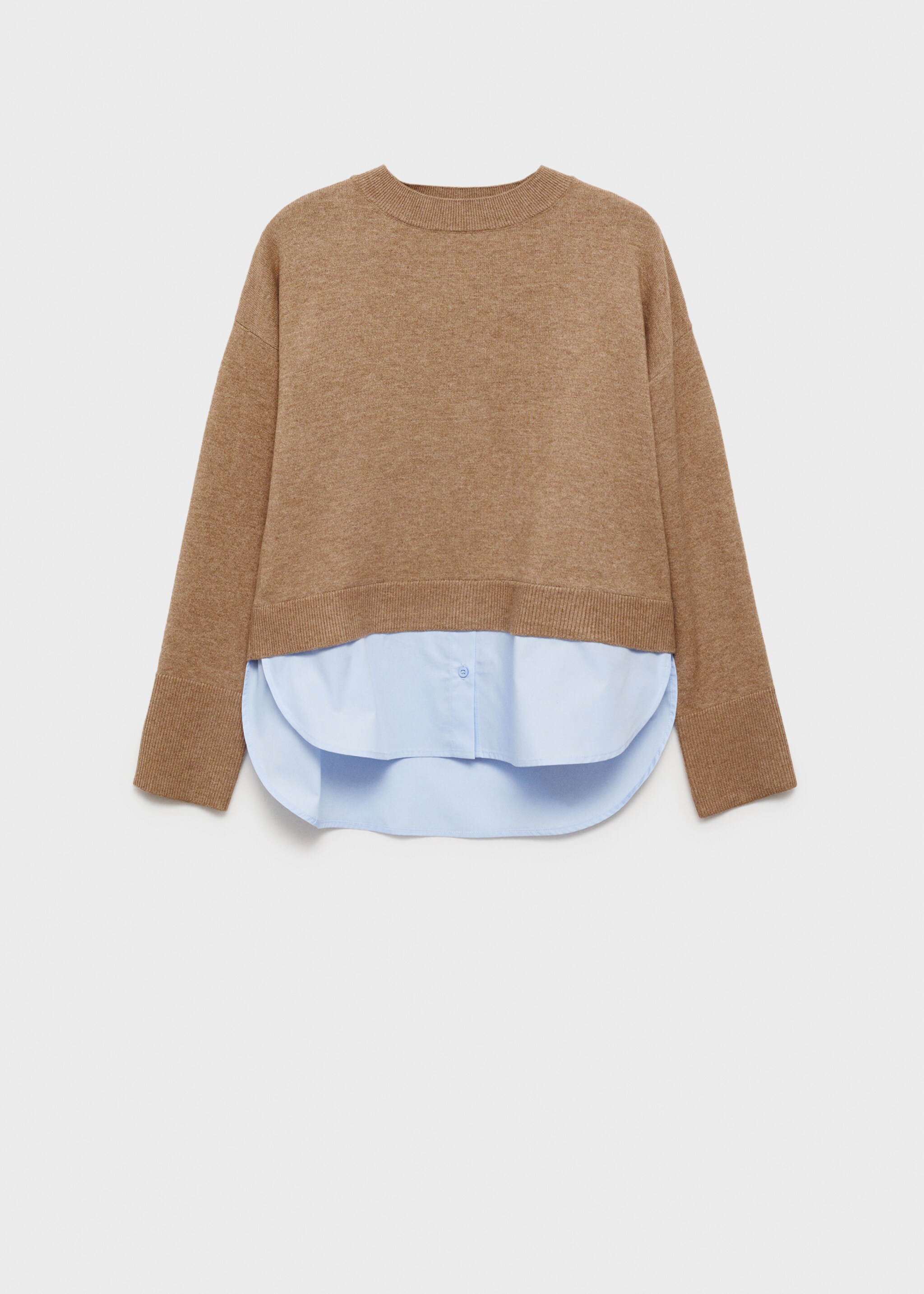 Combined knitted sweater - Article without model, Medium Brown. Ref: 87024080-00.