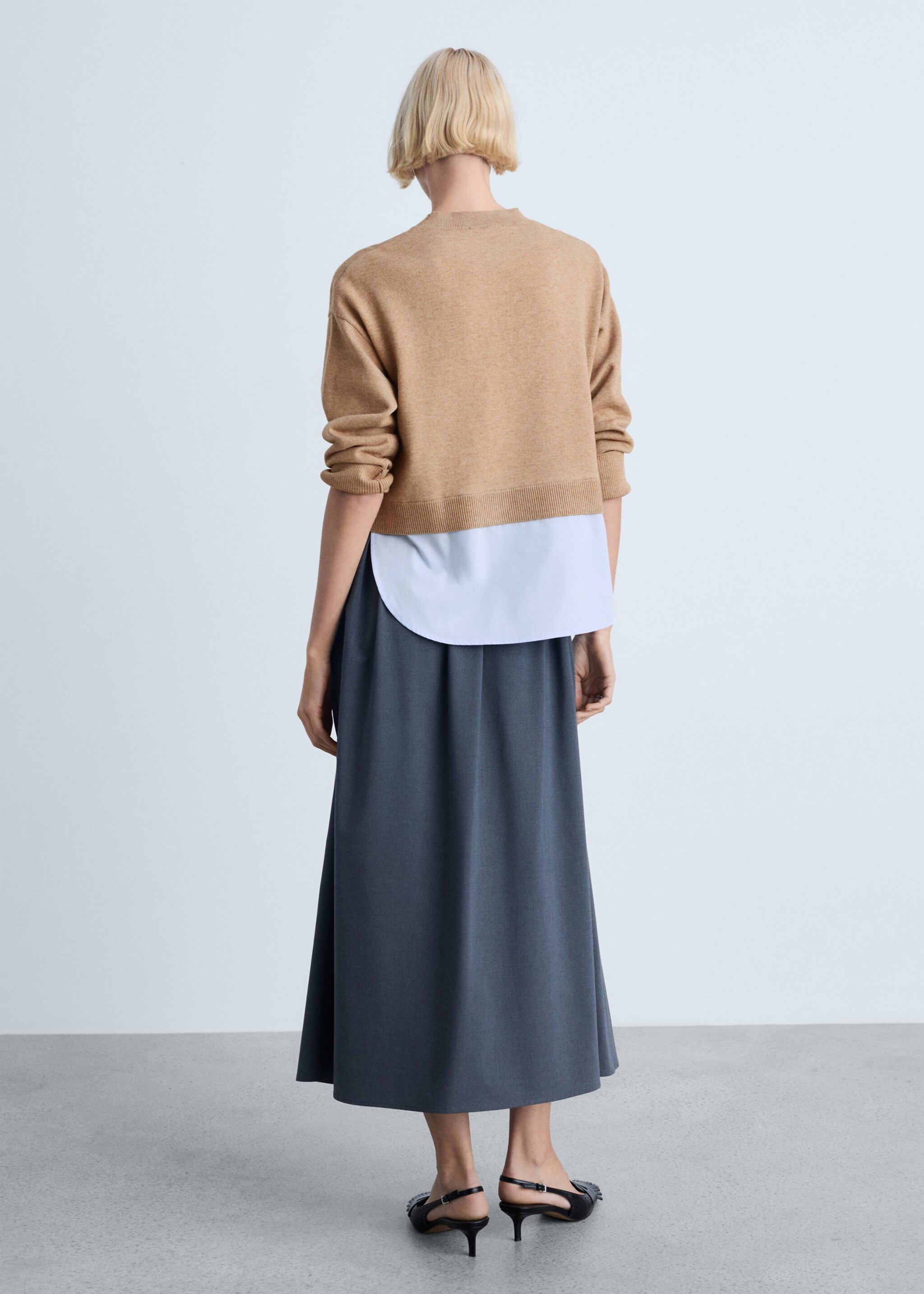 Combined knitted sweater - Reverse of the article, Medium Brown. Ref: 87024080-00.