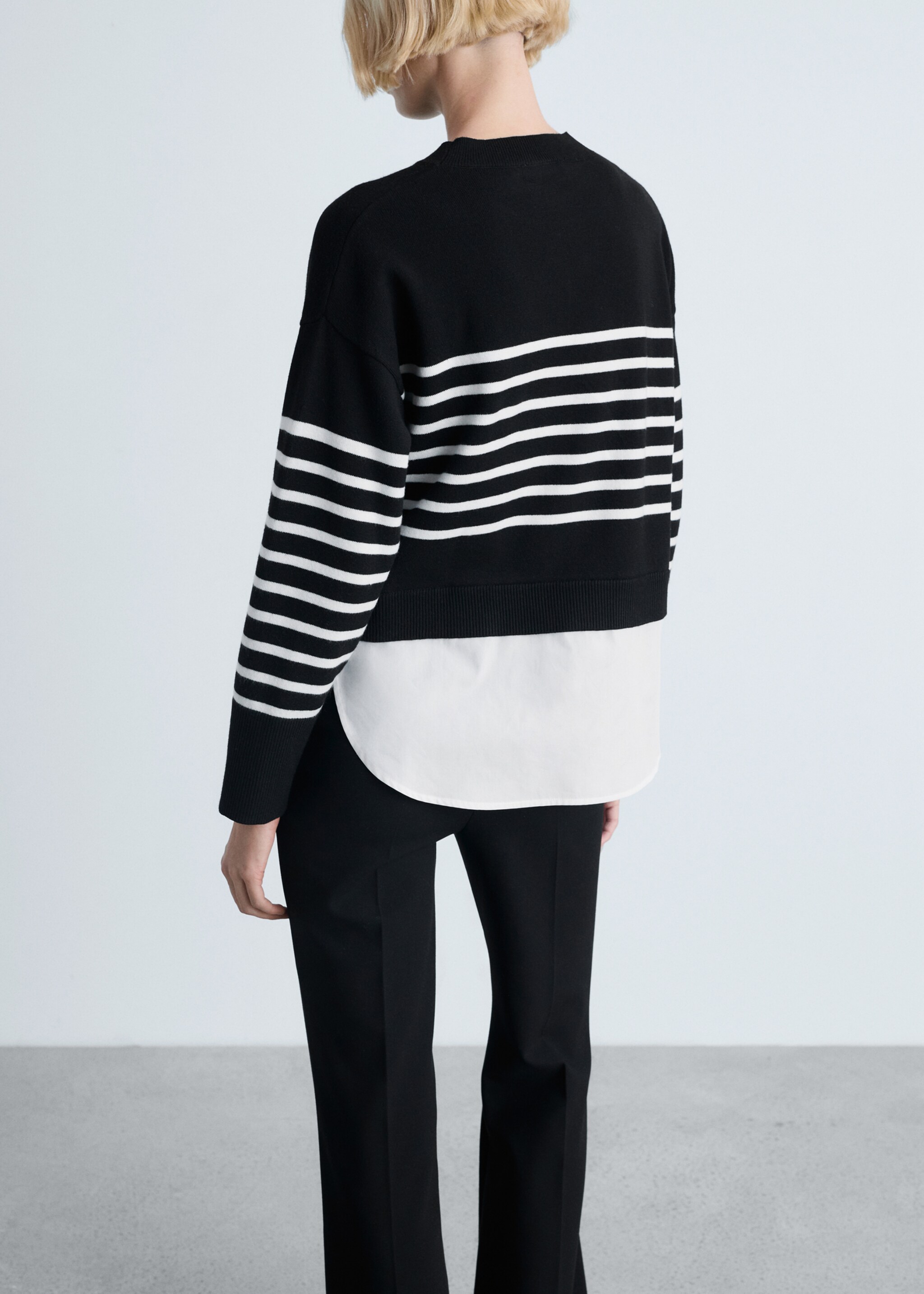 Combined knitted sweater - Reverse of the article, Black. Ref: 87024080-00.