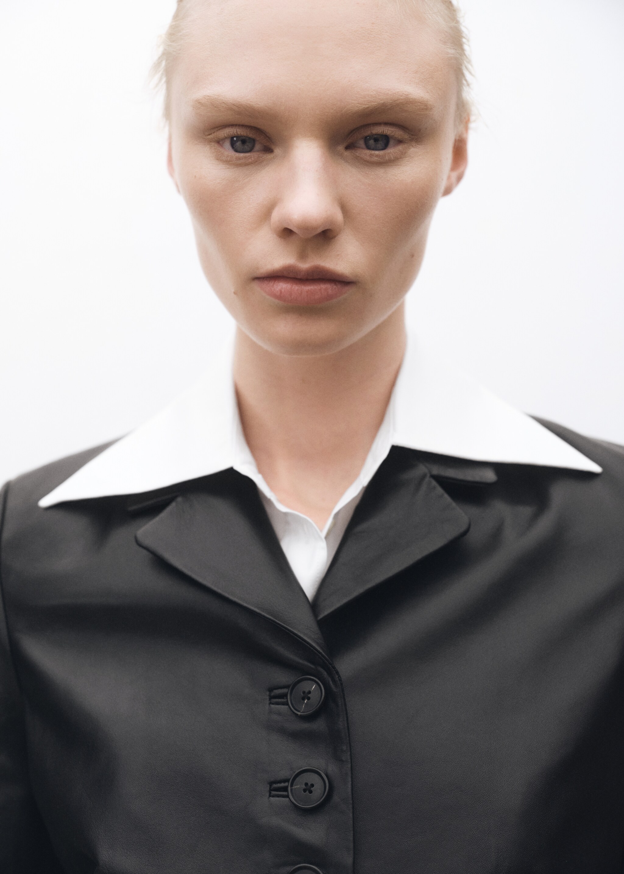 Oversized-Baumwollbluse - Mittlere Ansicht, Cremeweiß. Ref: 87024083-00.