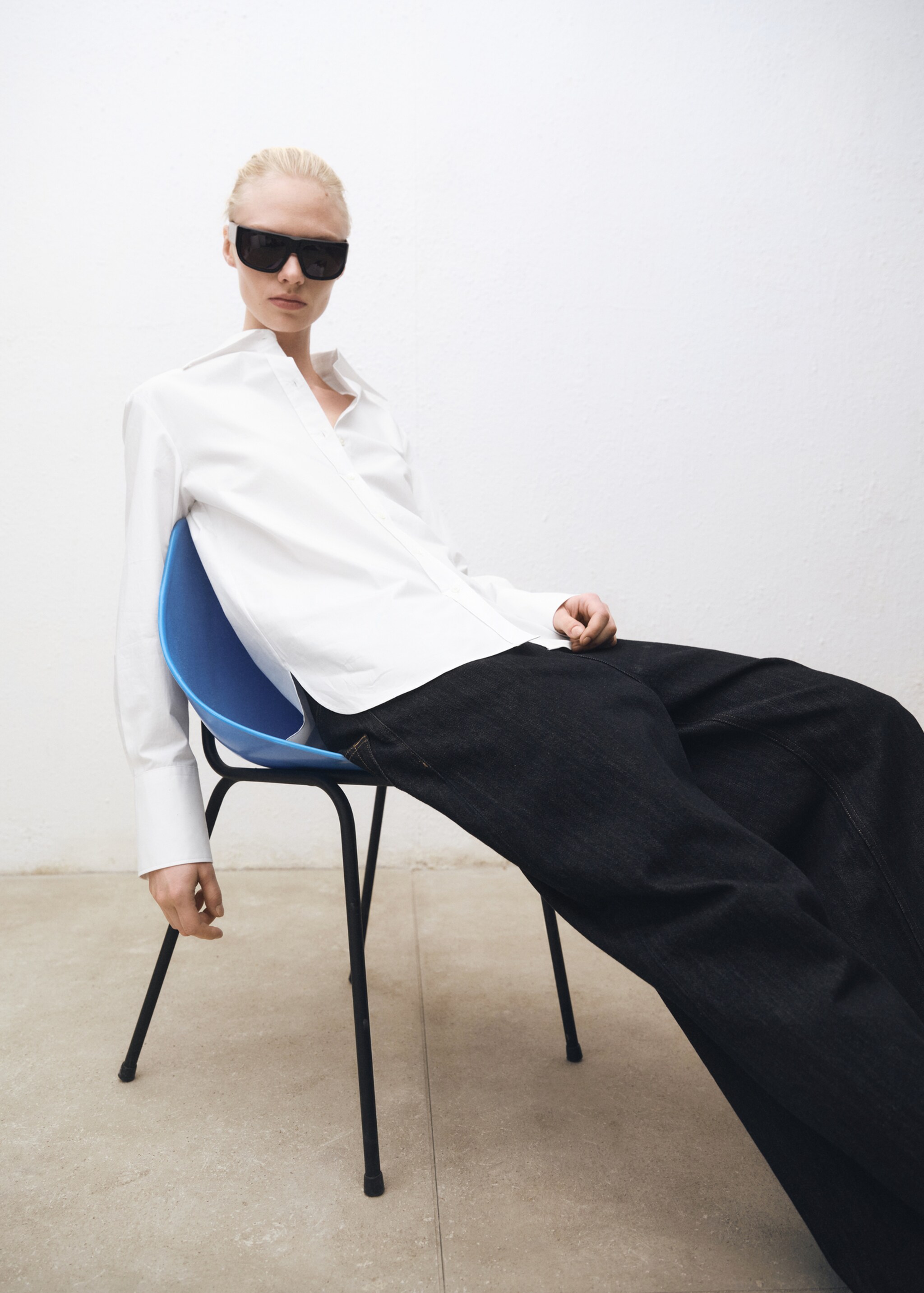 Oversized-Baumwollbluse - Detail des Artikels 1, Cremeweiß. Ref: 87024083-00.