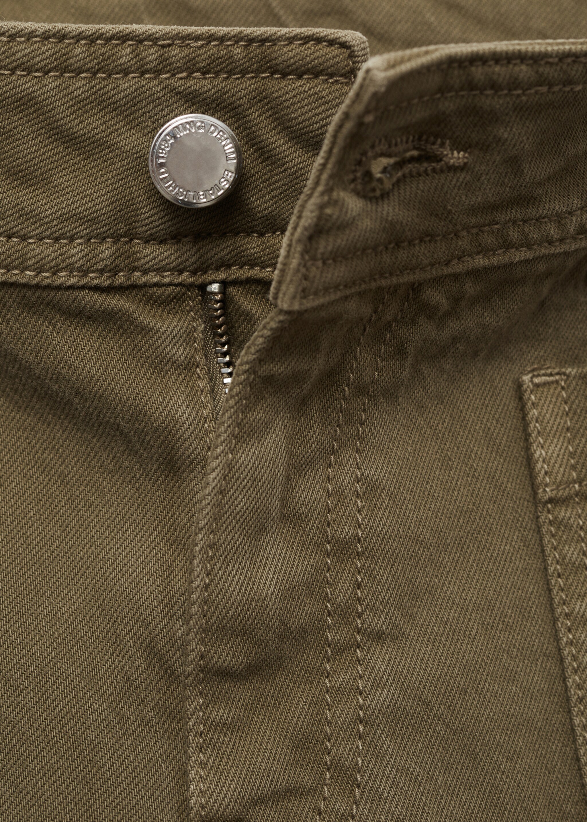 Wide leg jeans with pockets - Details of the article 8, Khaki. Ref: 87024084-00.