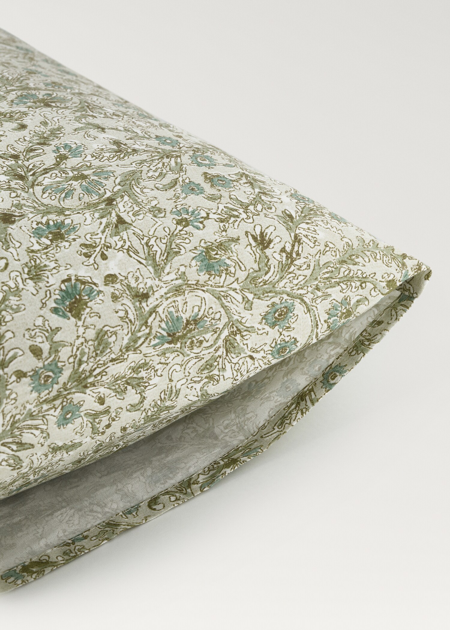 Cotton percale floral-print pillowcase for cot 30x50 cm - Details of the article 1