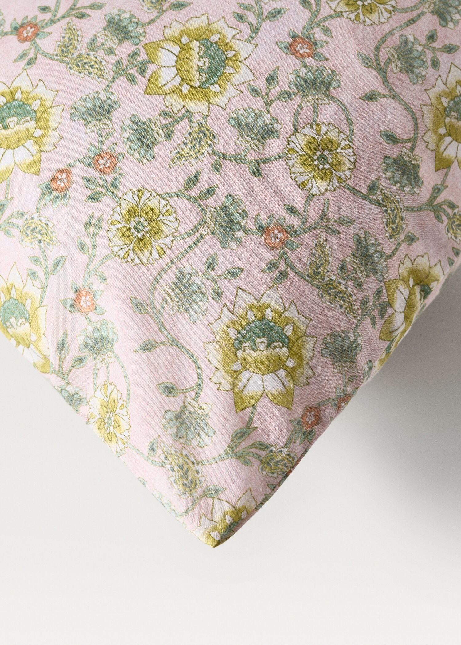 Cotton percale floral-print pillowcase for cot 30x50 cm - Details of the article 3