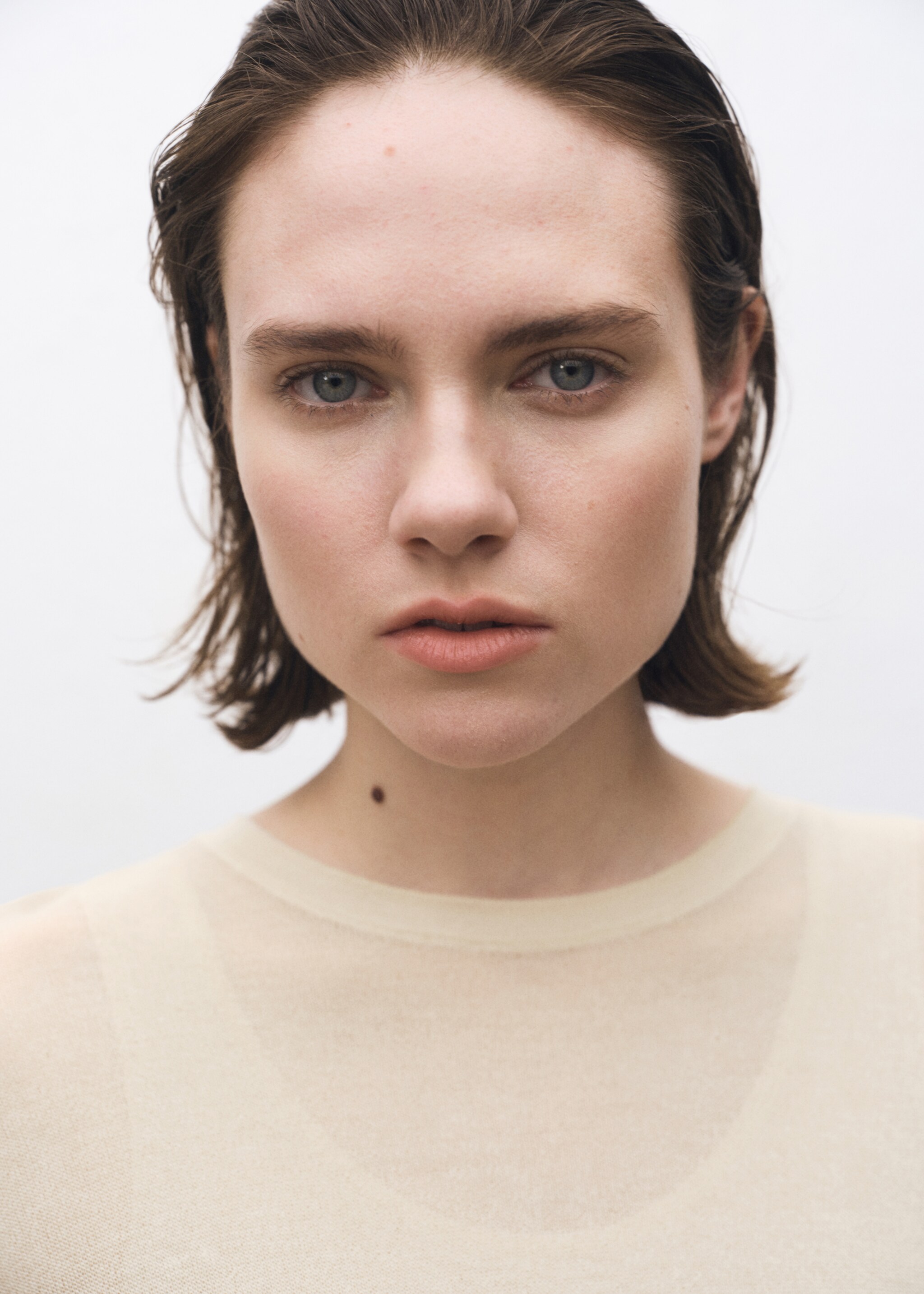 Oversize short sleeve sweater - Details of the article 1, Ecru. Ref: 87024093-00.