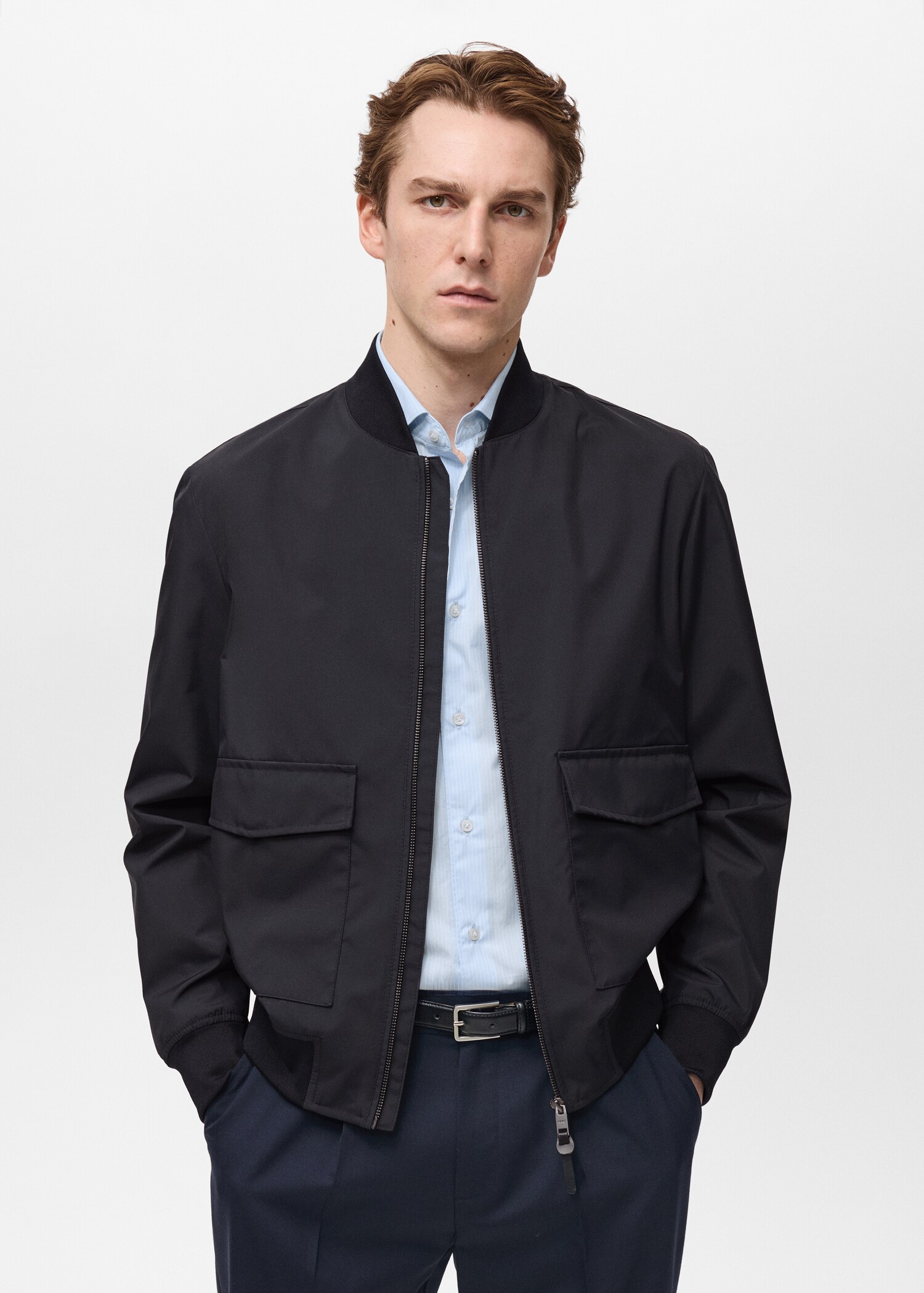 Water-repellent bomber jacket with pockets - Medium plane