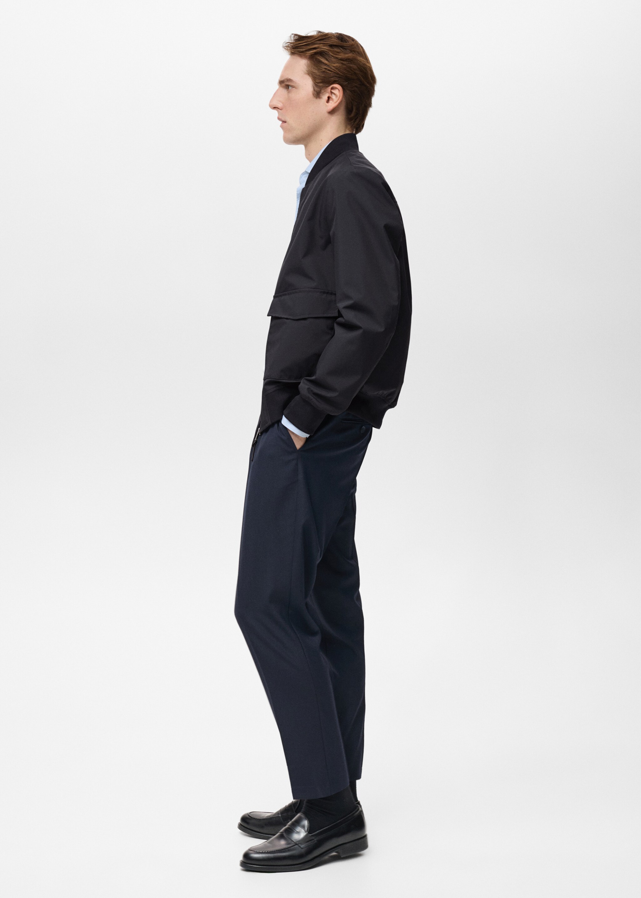 Water-repellent bomber jacket with pockets - Details of the article 2, Night Blue. Ref: 87024392-00.