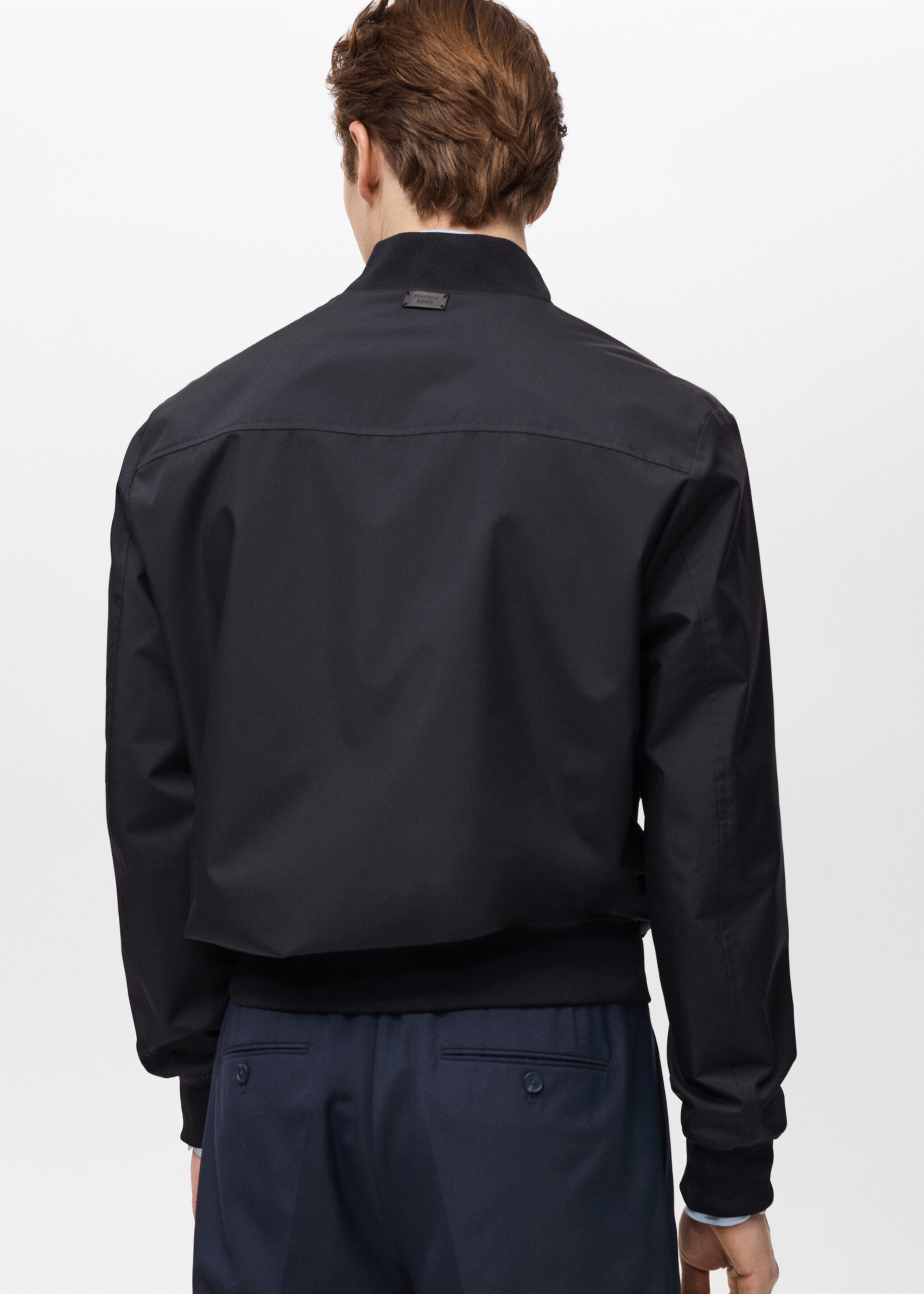 Water-repellent bomber jacket with pockets - Reverse of the article, Night Blue. Ref: 87024392-00.