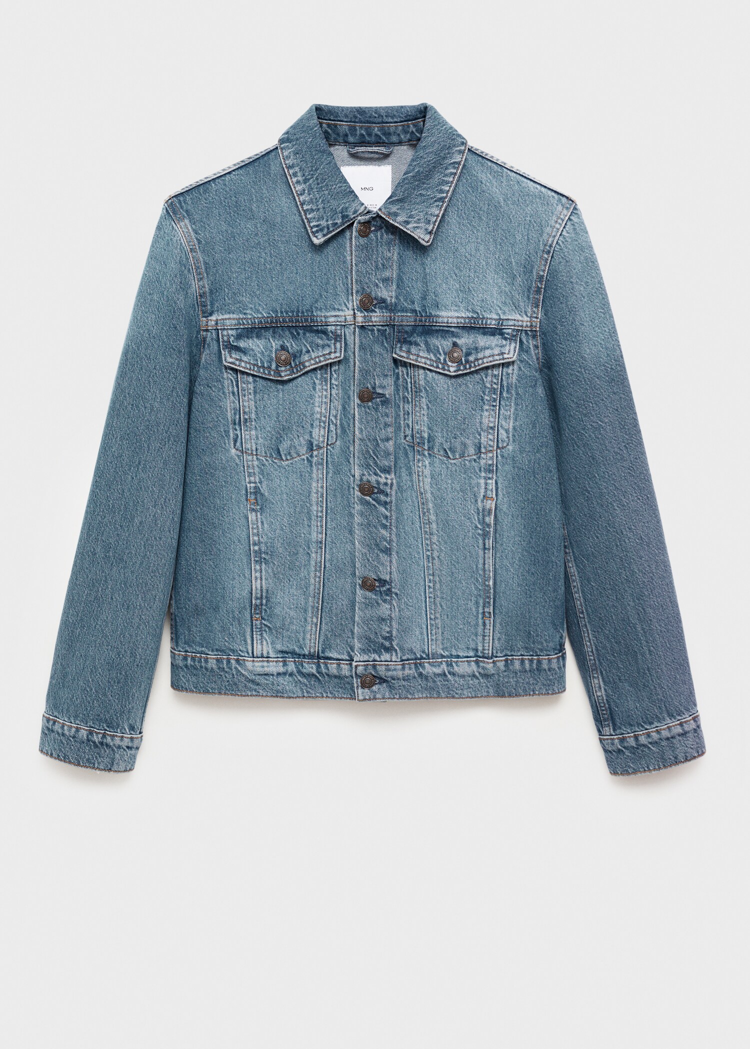 Denim jacket with worn-out effect - Article without model