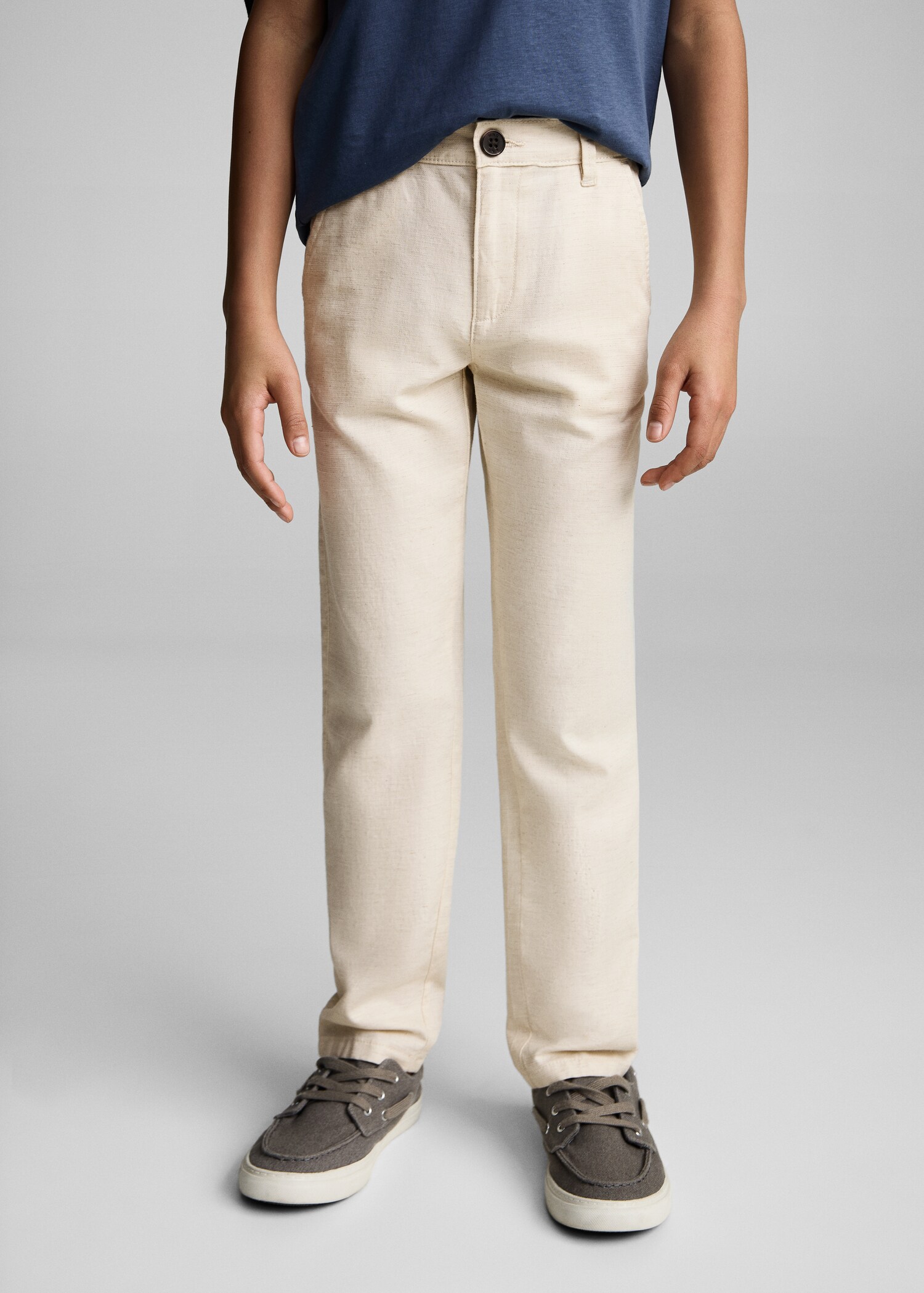 Cotton linen-blend trousers - Medium plane