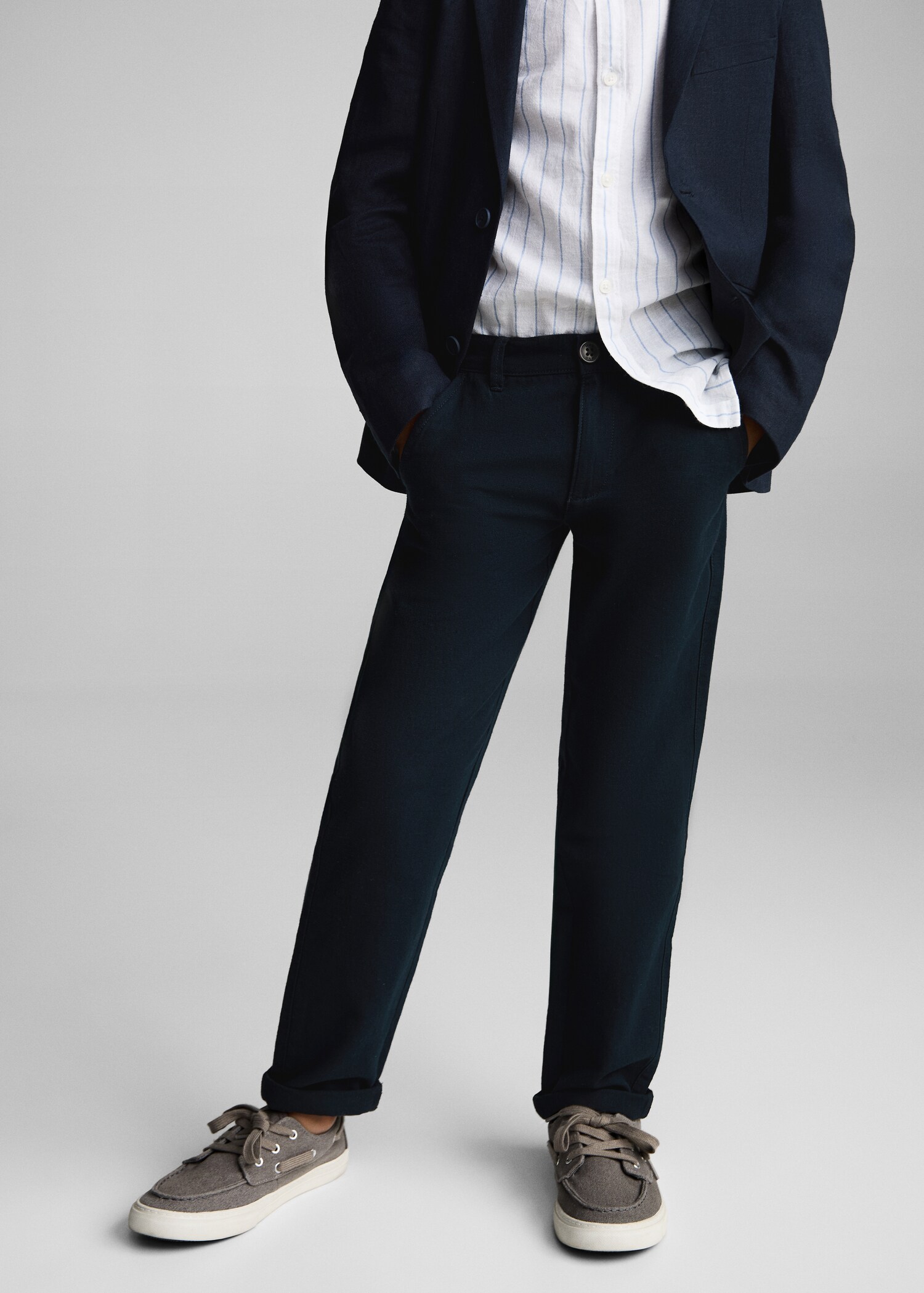 Cotton linen-blend trousers - Medium plane