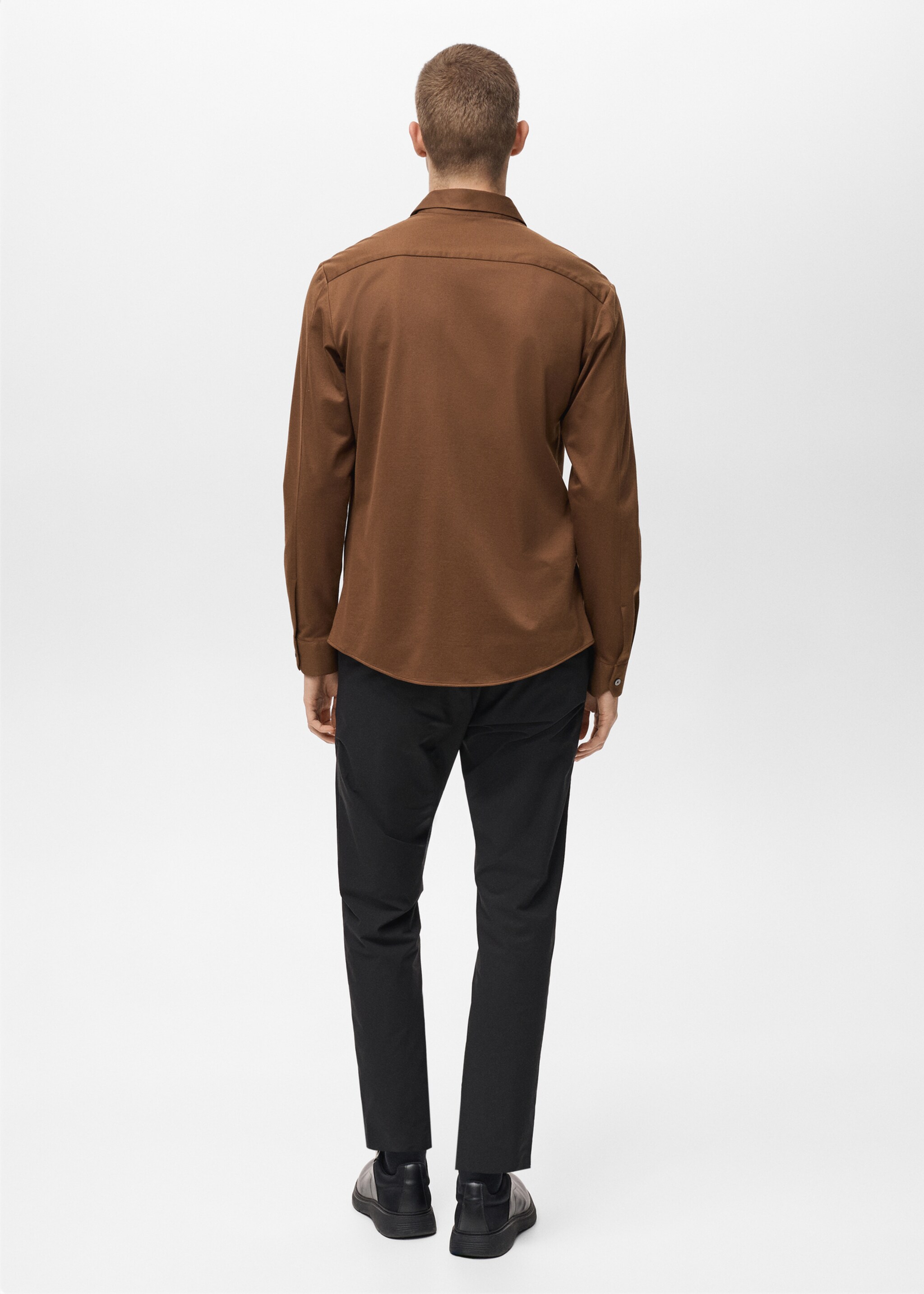 Comfort stretch non-iron shirt - Reverse of the article, Burnt Orange. Ref: 87024408-00.