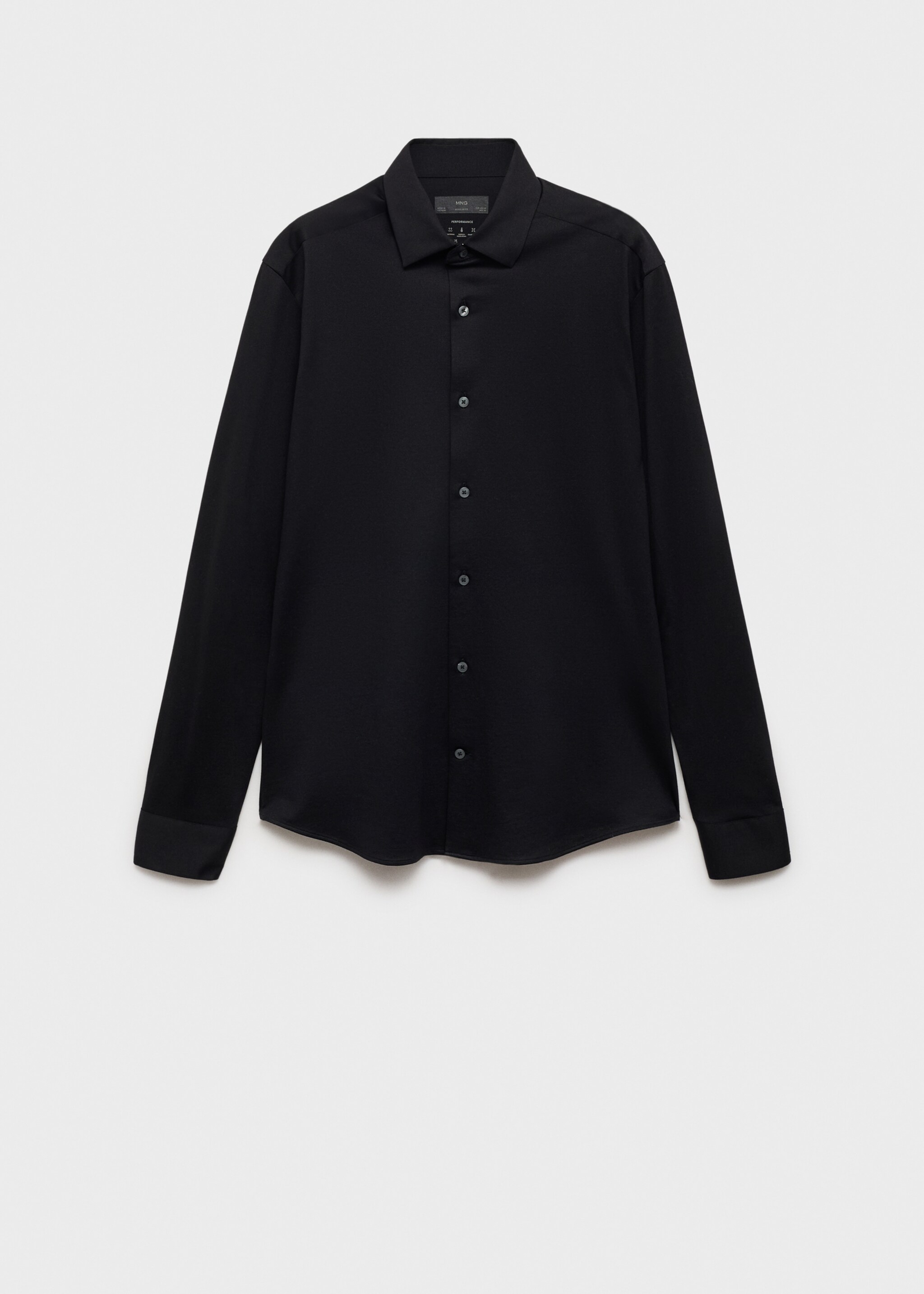 Comfort stretch non-iron shirt - Article without model, Black. Ref: 87024408-00.
