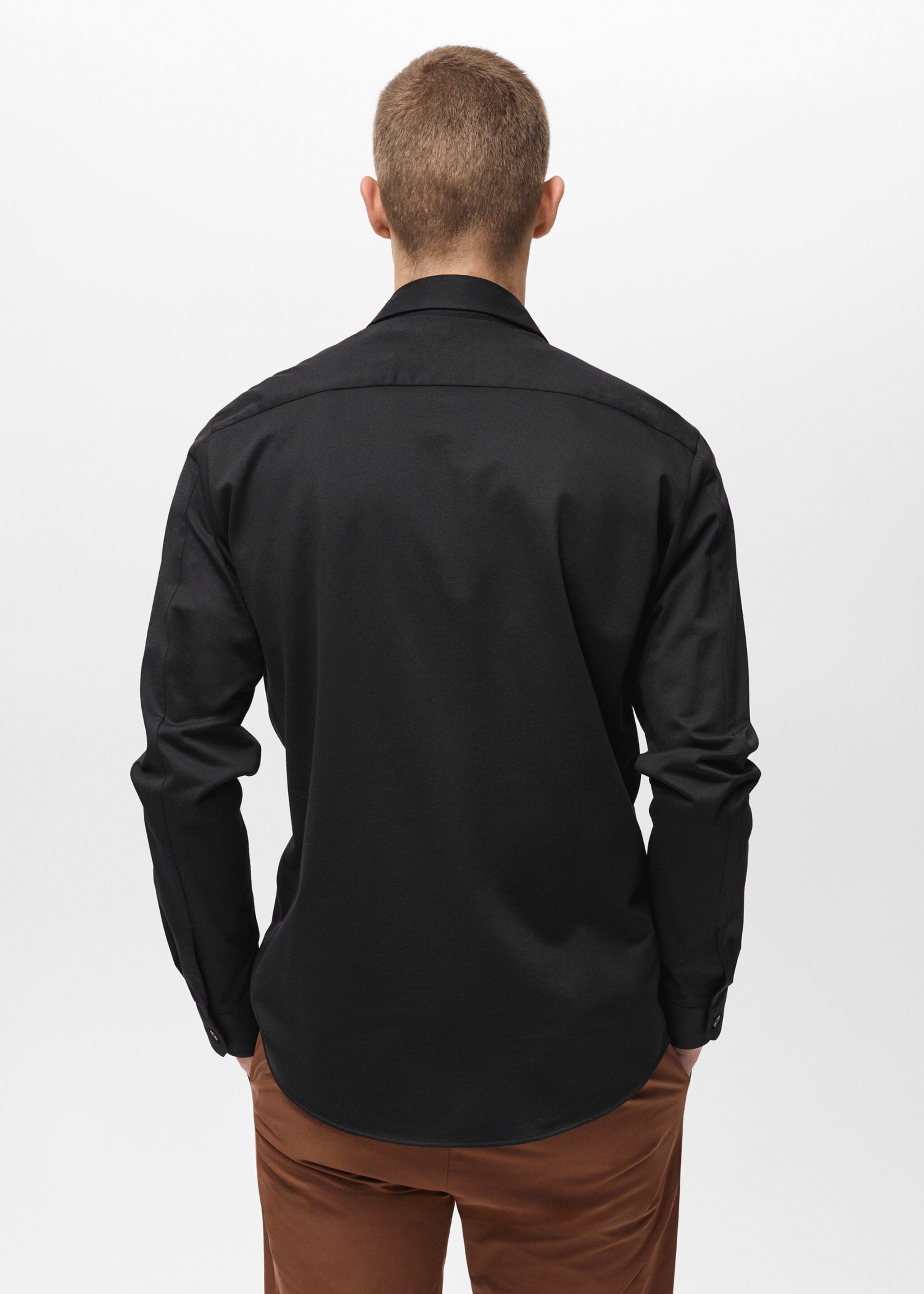 Comfort stretch non-iron shirt - Reverse of the article, Black. Ref: 87024408-00.