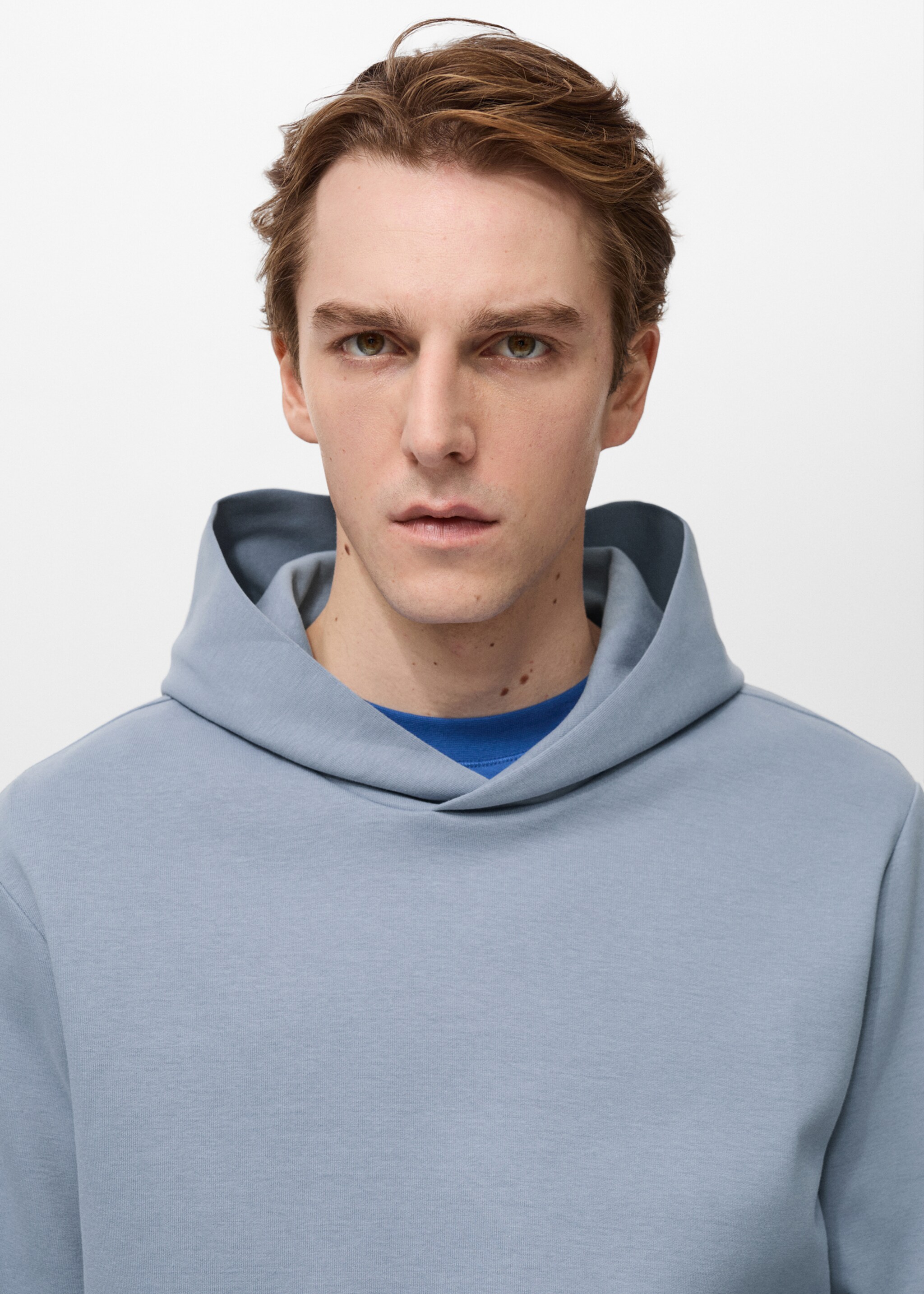 Regular-fit cotton hoodie - Details of the article 1, Sky Blue. Ref: 87024410-00.