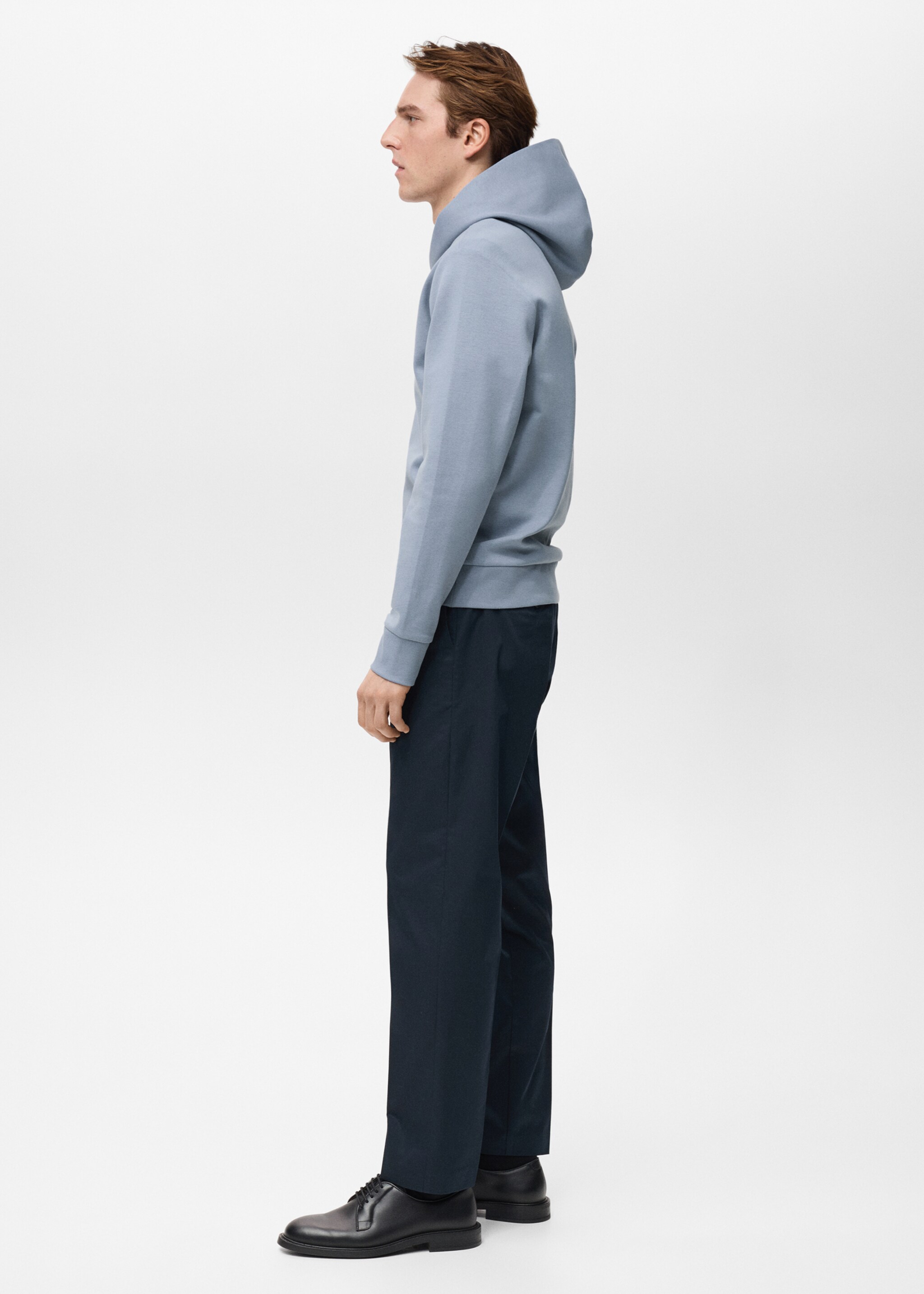 Regular-fit cotton hoodie - Details of the article 2, Sky Blue. Ref: 87024410-00.