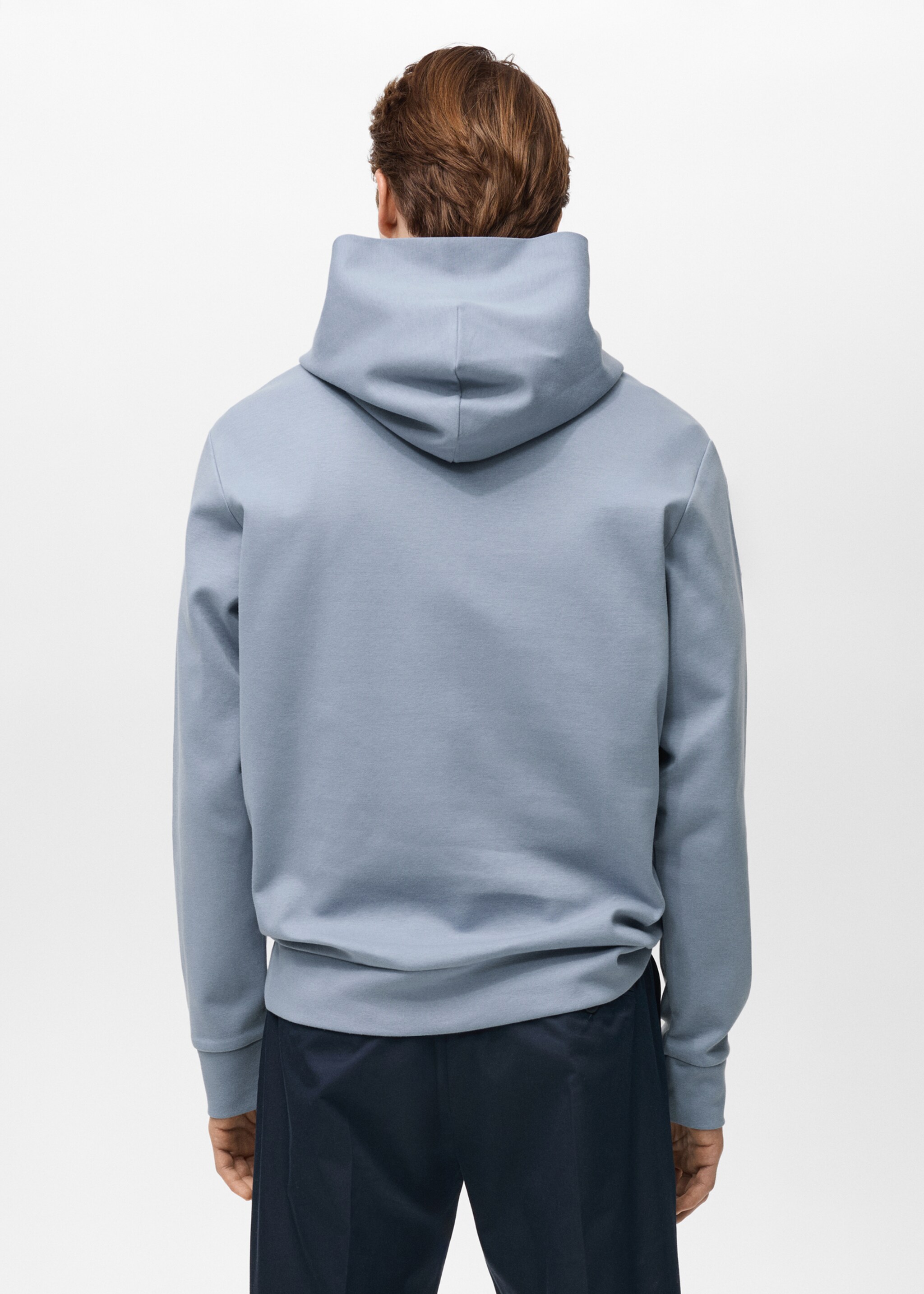 Regular-fit cotton hoodie - Reverse of the article, Sky Blue. Ref: 87024410-00.