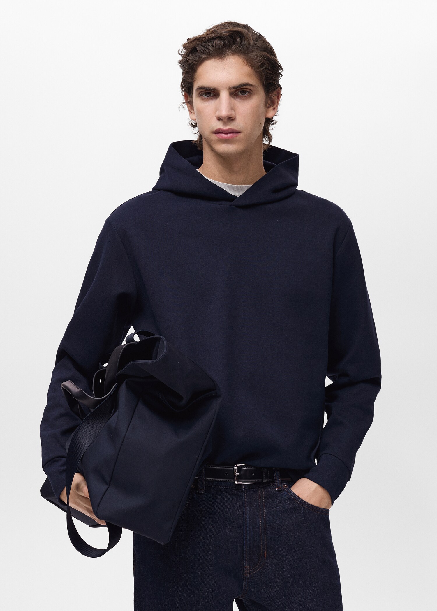 Regular-fit cotton hoodie - Medium plane